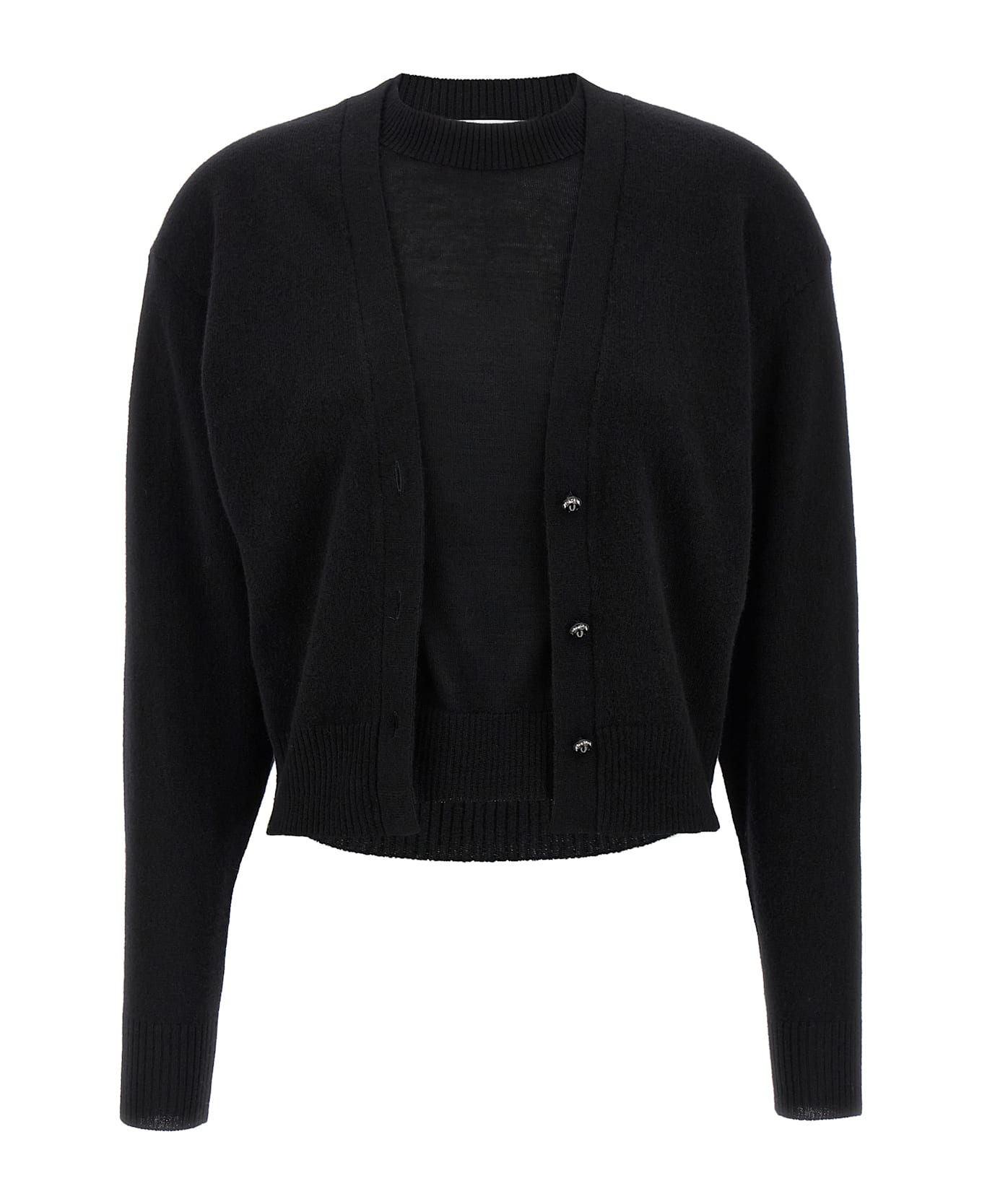 Paco Rabanne Trompe L
oeil Cardigan Sweater - Black  