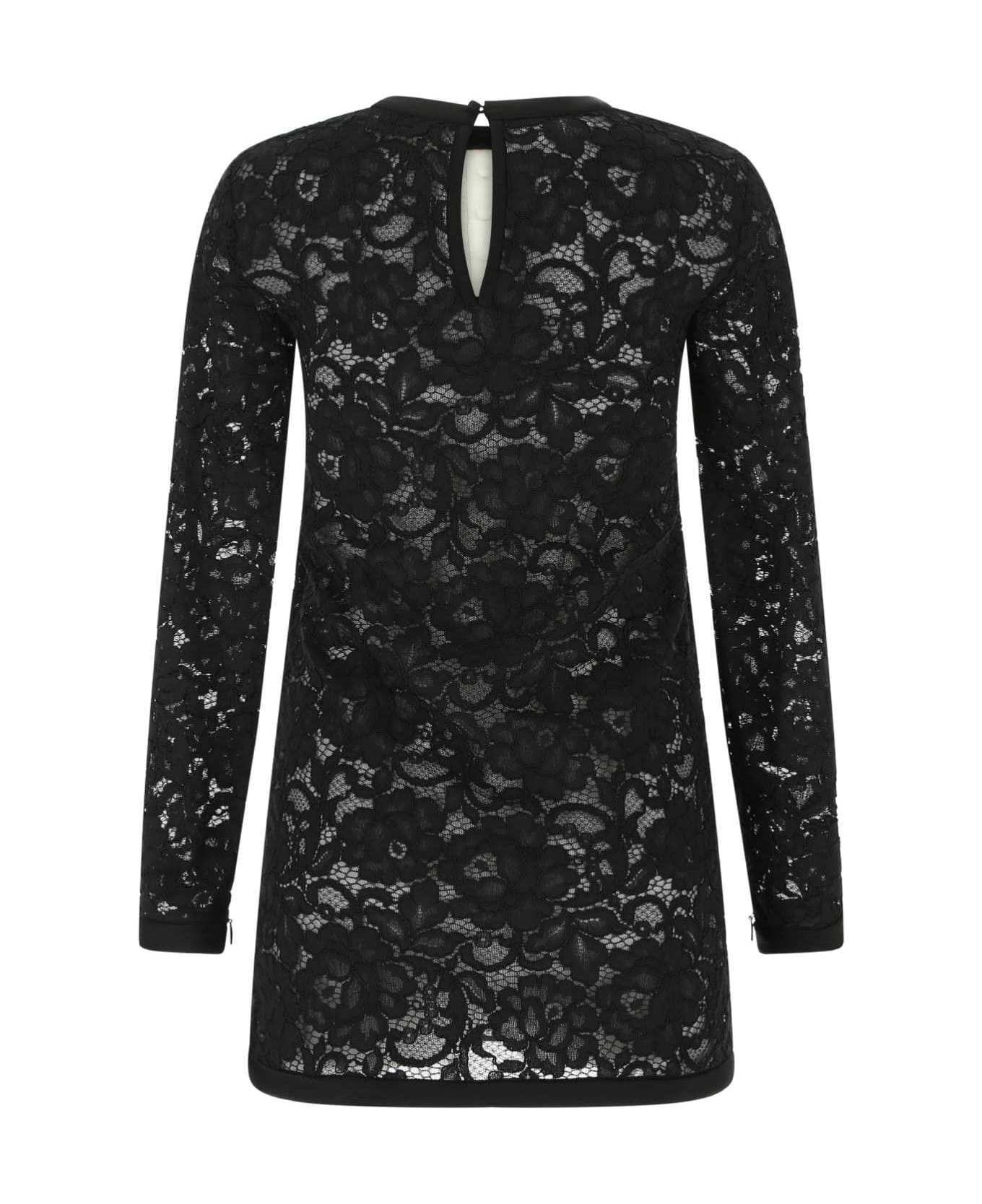 Saint Laurent Black Lace Mini Dress - 1000