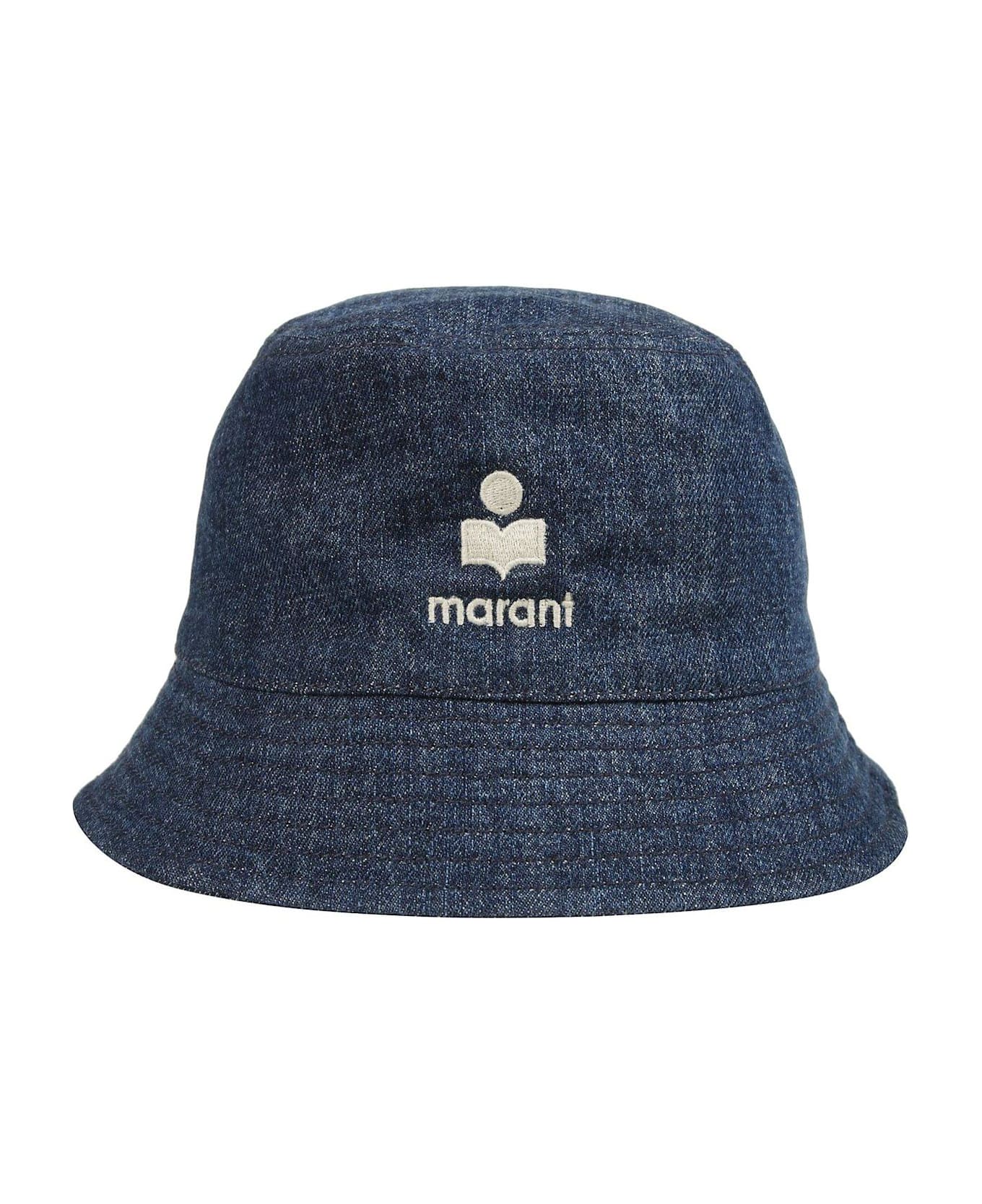 Isabel Marant Logo Embroidered Bucket Hat - blue