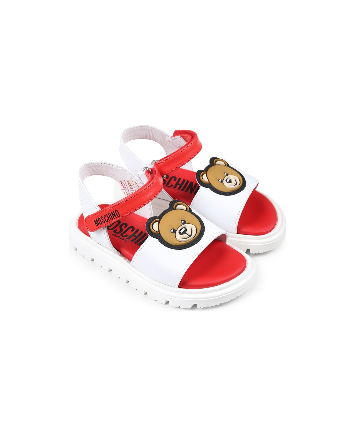 Moschino Red Sandals For Bab Girl And Girl - Multicolor