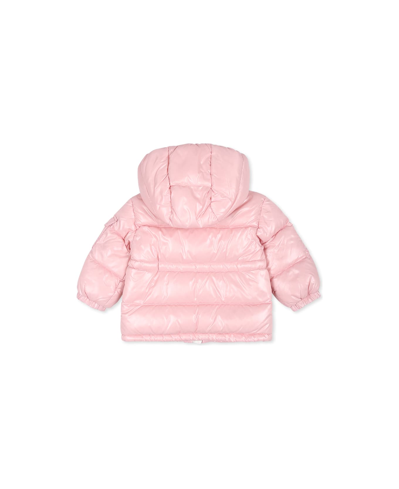 Moncler Maire Pink Down Jacket For Baby Girl With Logo - Pink