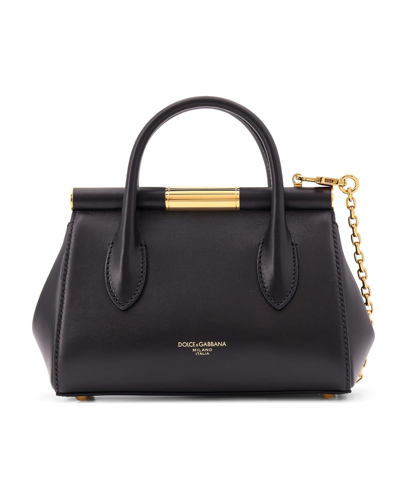 Dolce 
Gabbana Marlene Leather Handbag With Logo Print - Black