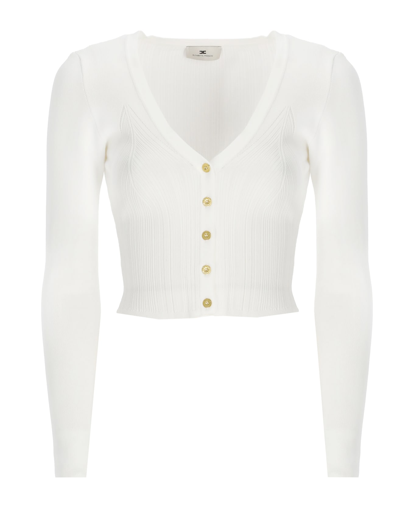 Elisabetta Franchi Viscose Blend Cardigan - Ivory