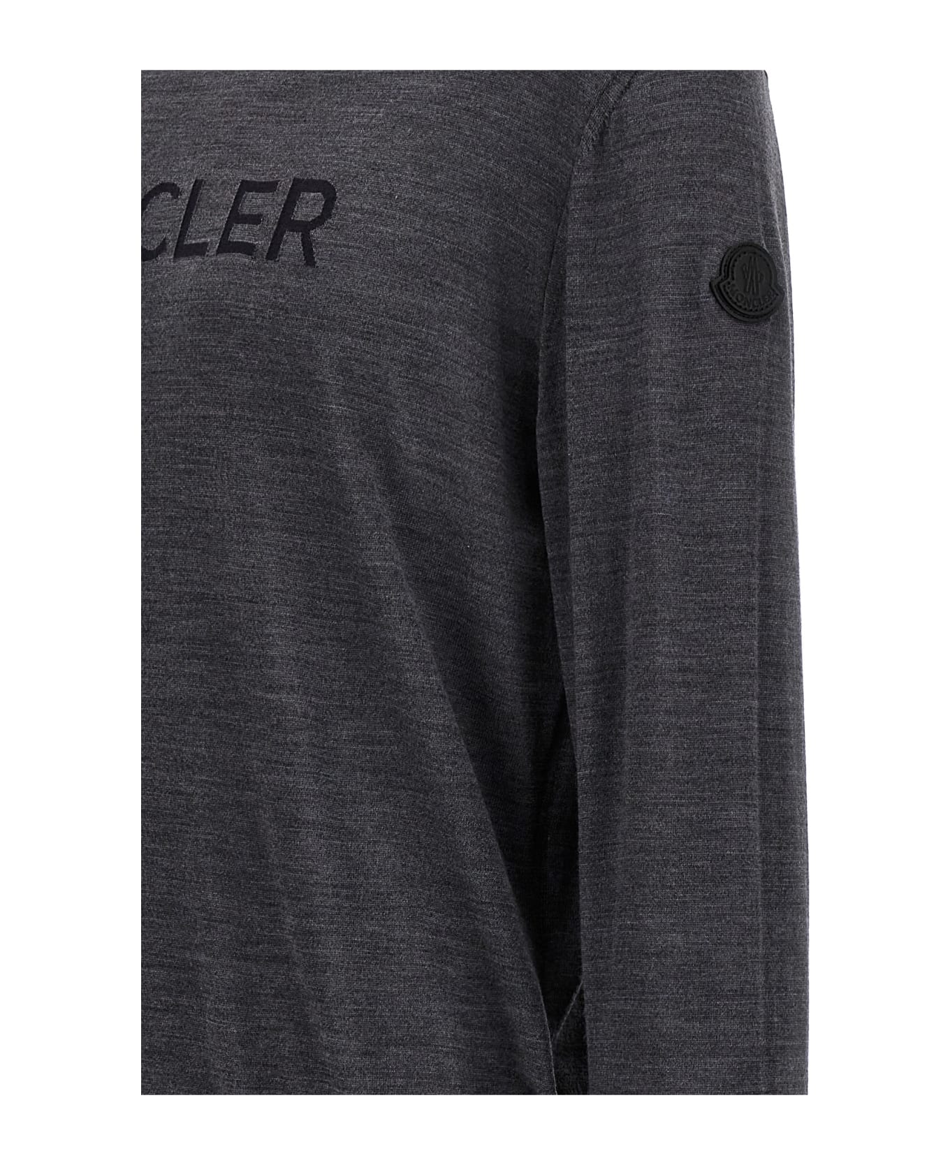 Moncler Logo Intarsia Sweater - Gray ニットウェア