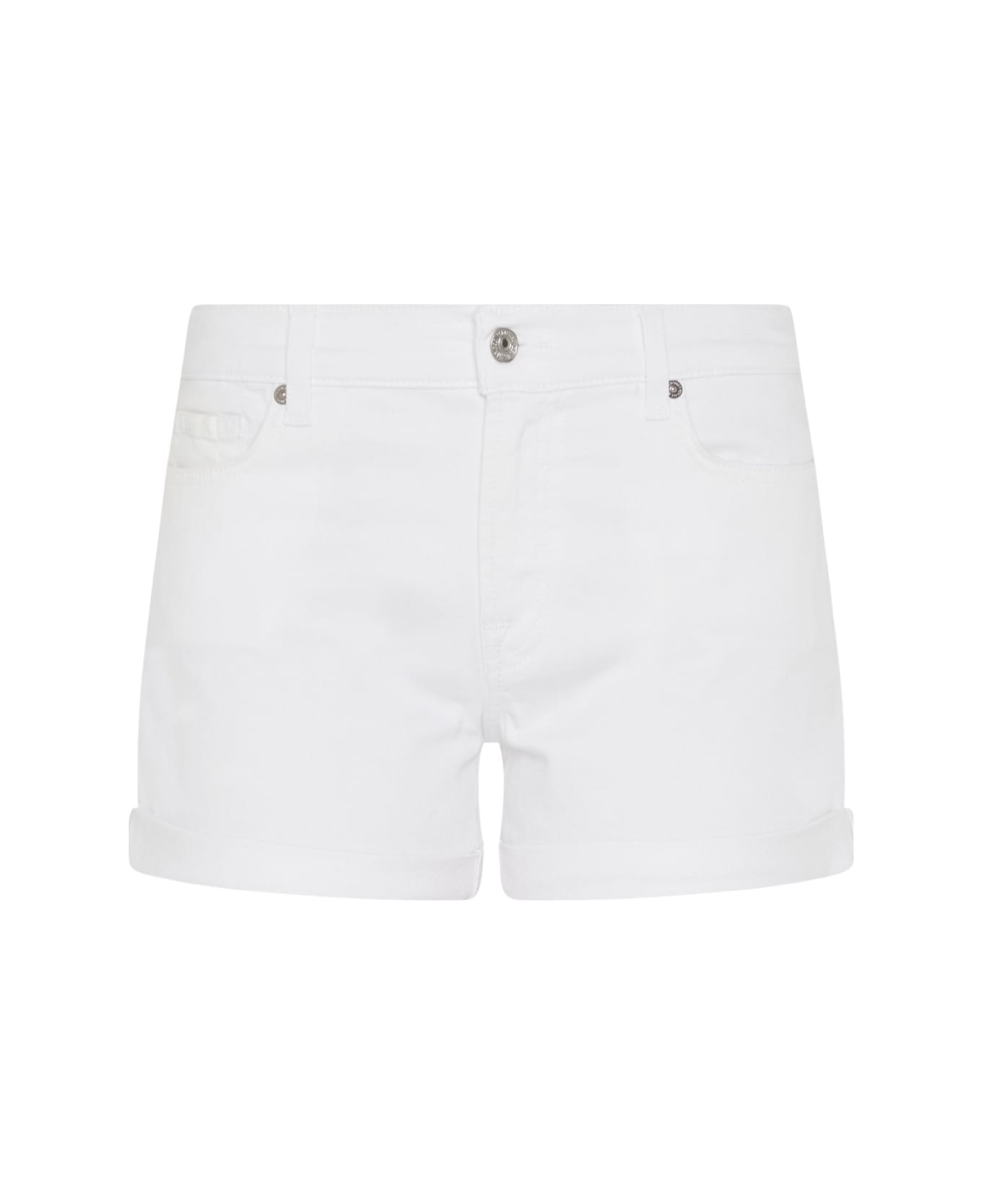 7 For All Mankind Mid Roll Shorts - White