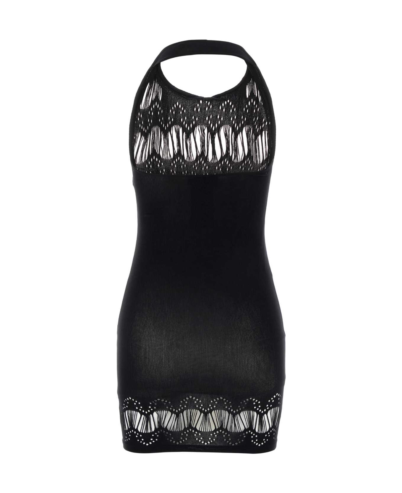 Saint Laurent Black Stretch Nylon Mini Dress - NOIR