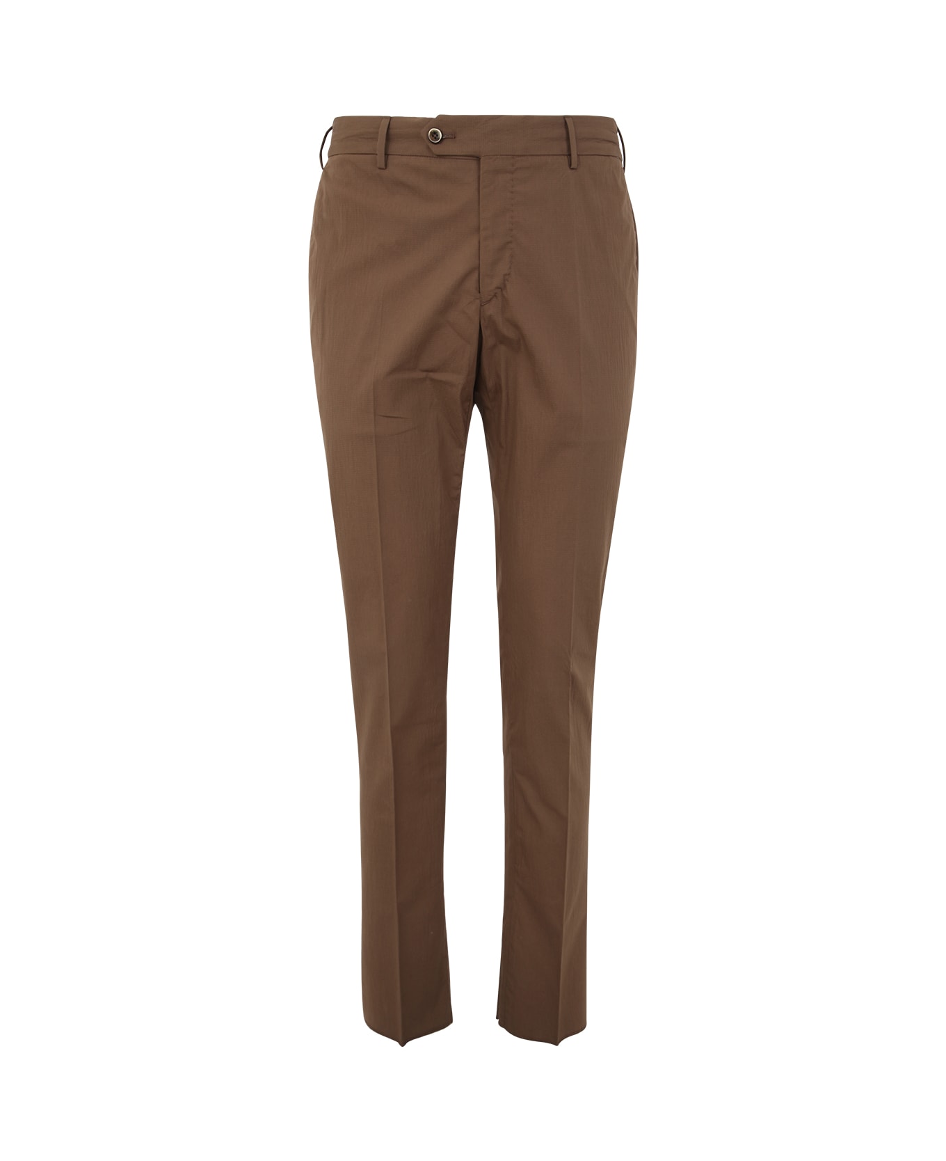 PT Torino Man Seersucker Trousers With Coulisse - Colonial