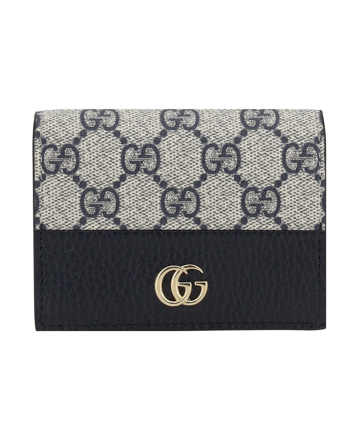 Gucci Leather Card Holder - Blu/beige Blu