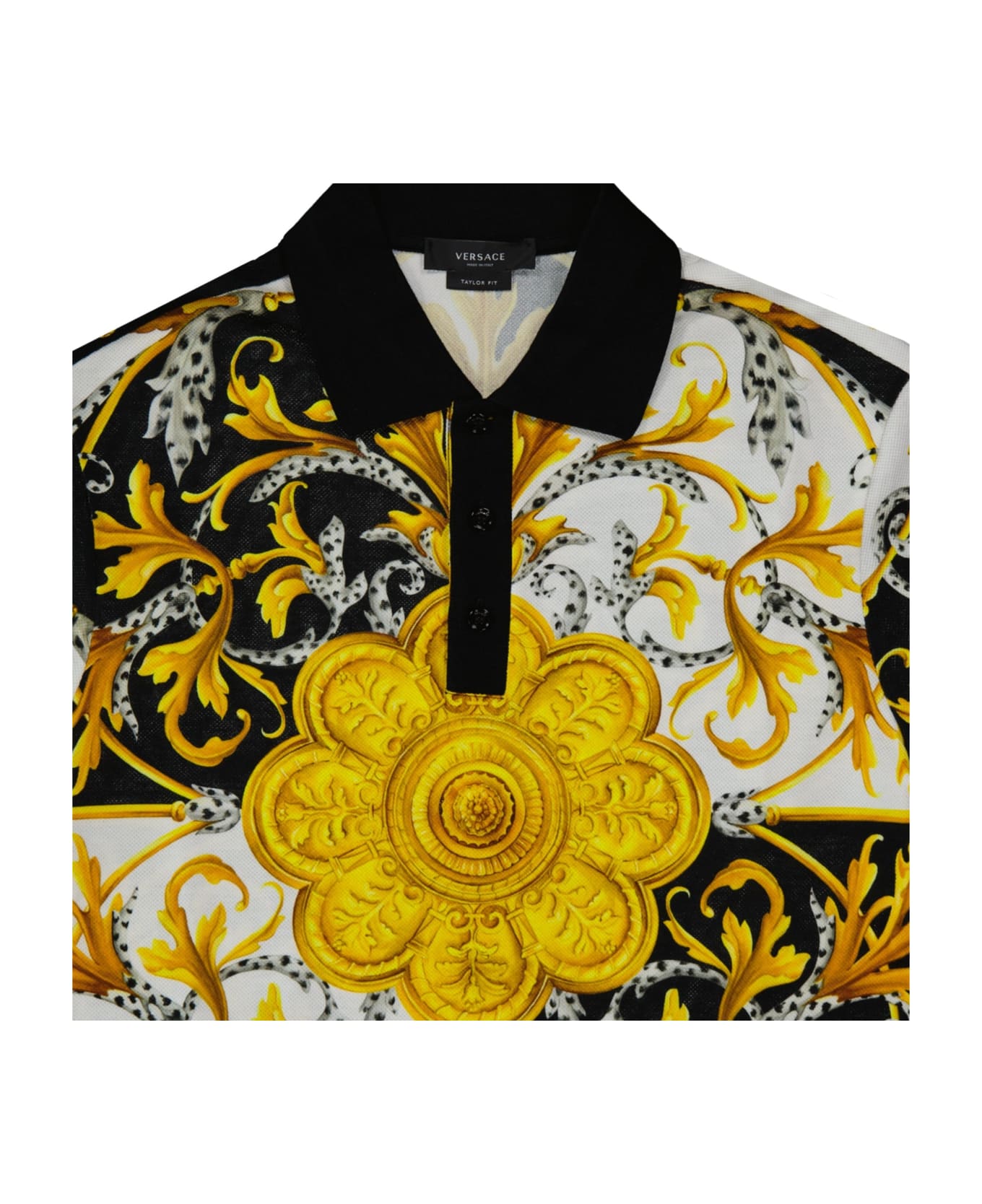 Versace Barocco Print Polo Shirt - Black