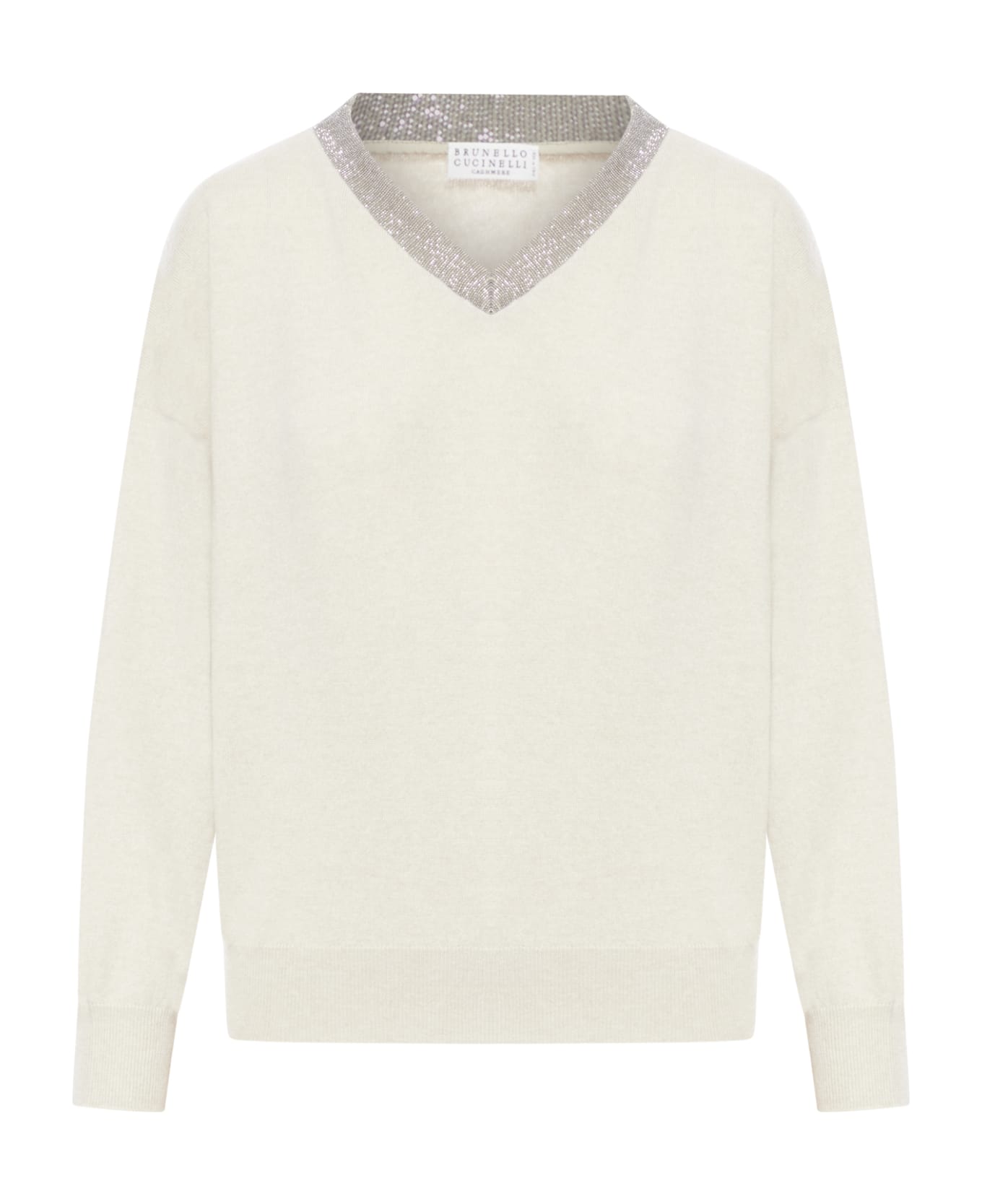 Brunello Cucinelli Sweater With Decoration - Nude & Neutrals