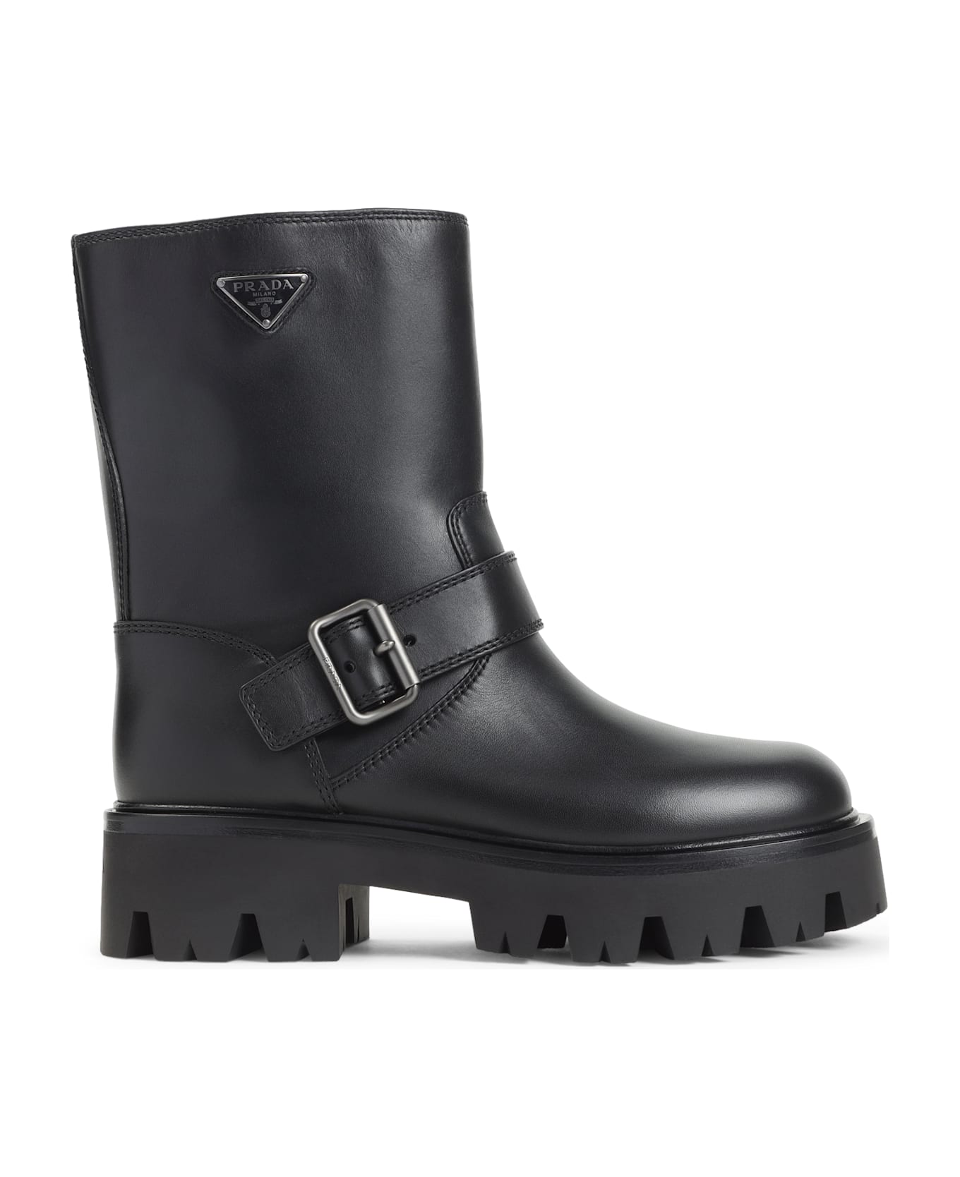 Prada Leather Ankle Boots - Nero