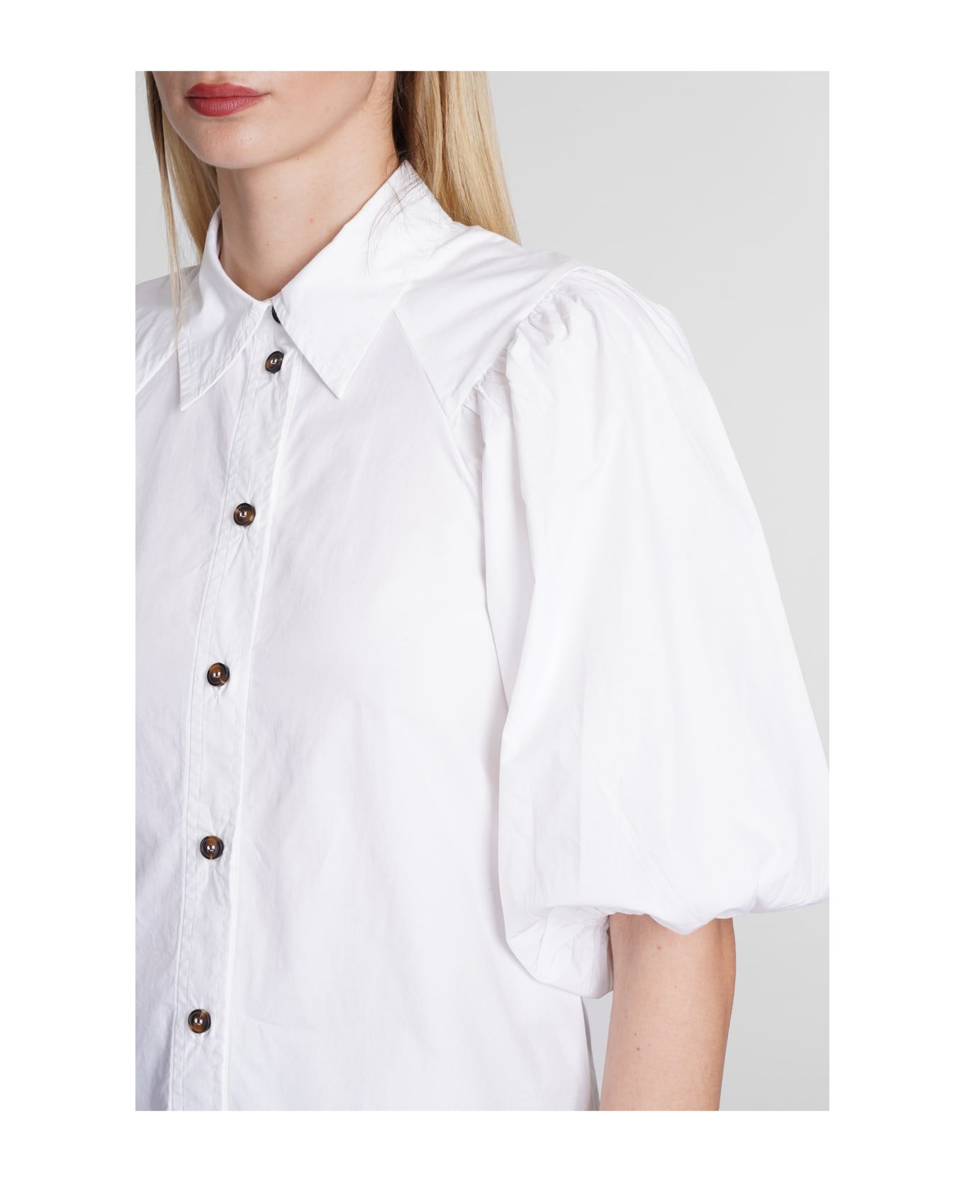Ganni White Cotton Shirt - white シャツ