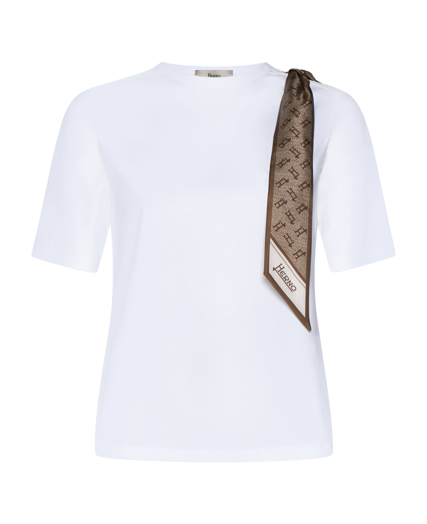 Herno Scarf-detail Cotton T-shirt - White Tシャツ