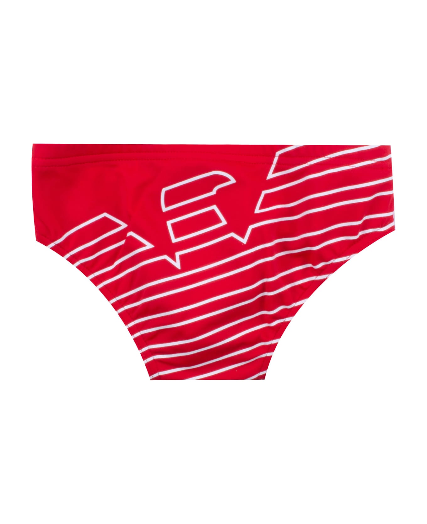 Emporio Armani Slip Swimsuit With Maxi Logo - Red 水着