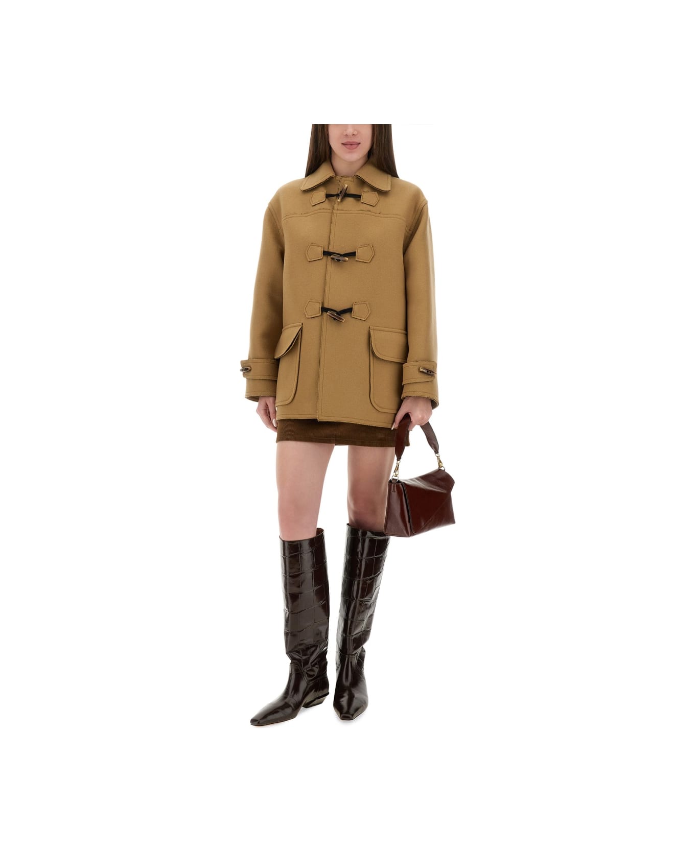 M05CH1N0 Jeans Duffle Jacket - BEIGE