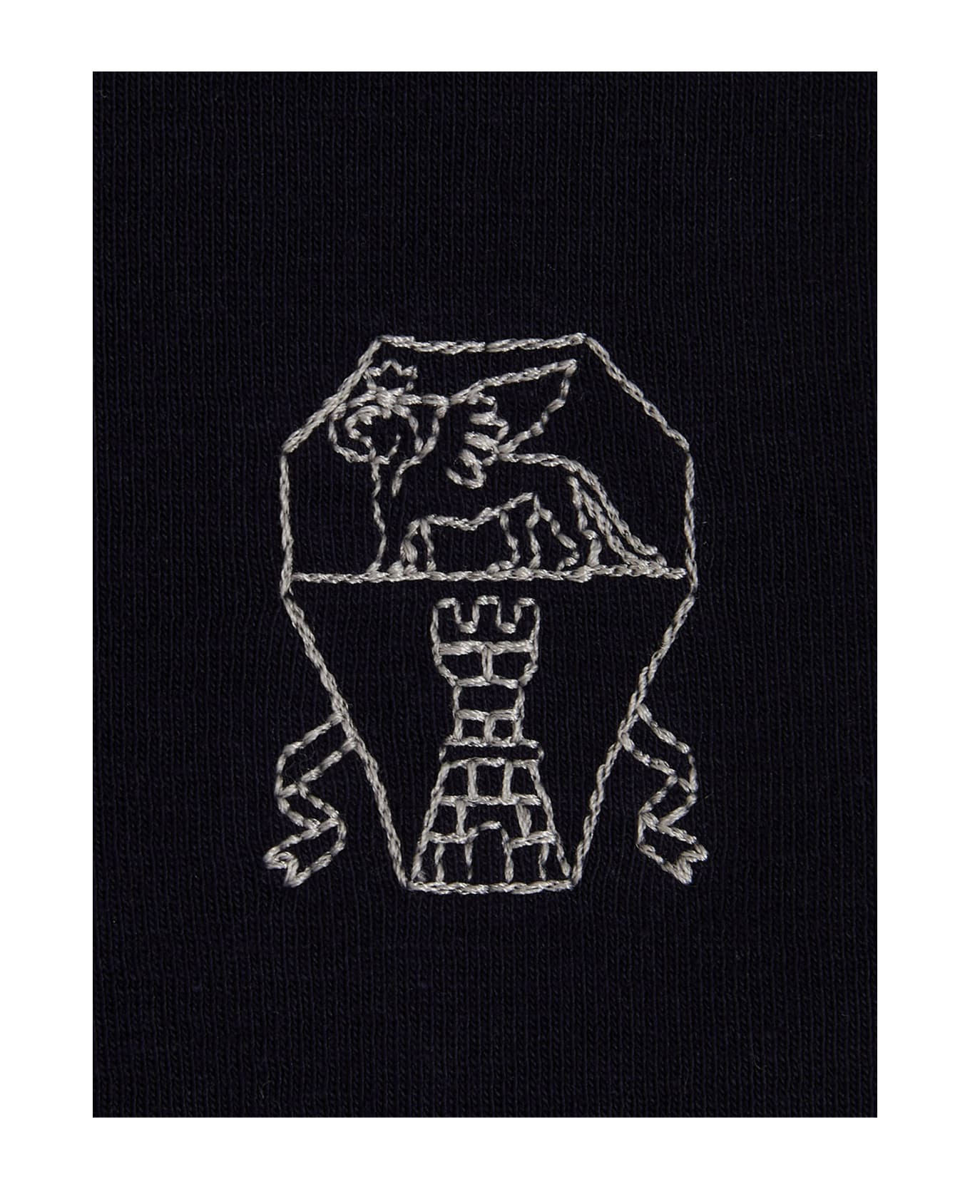 Brunello Cucinelli Logo Embroidery Hoodie - Blue