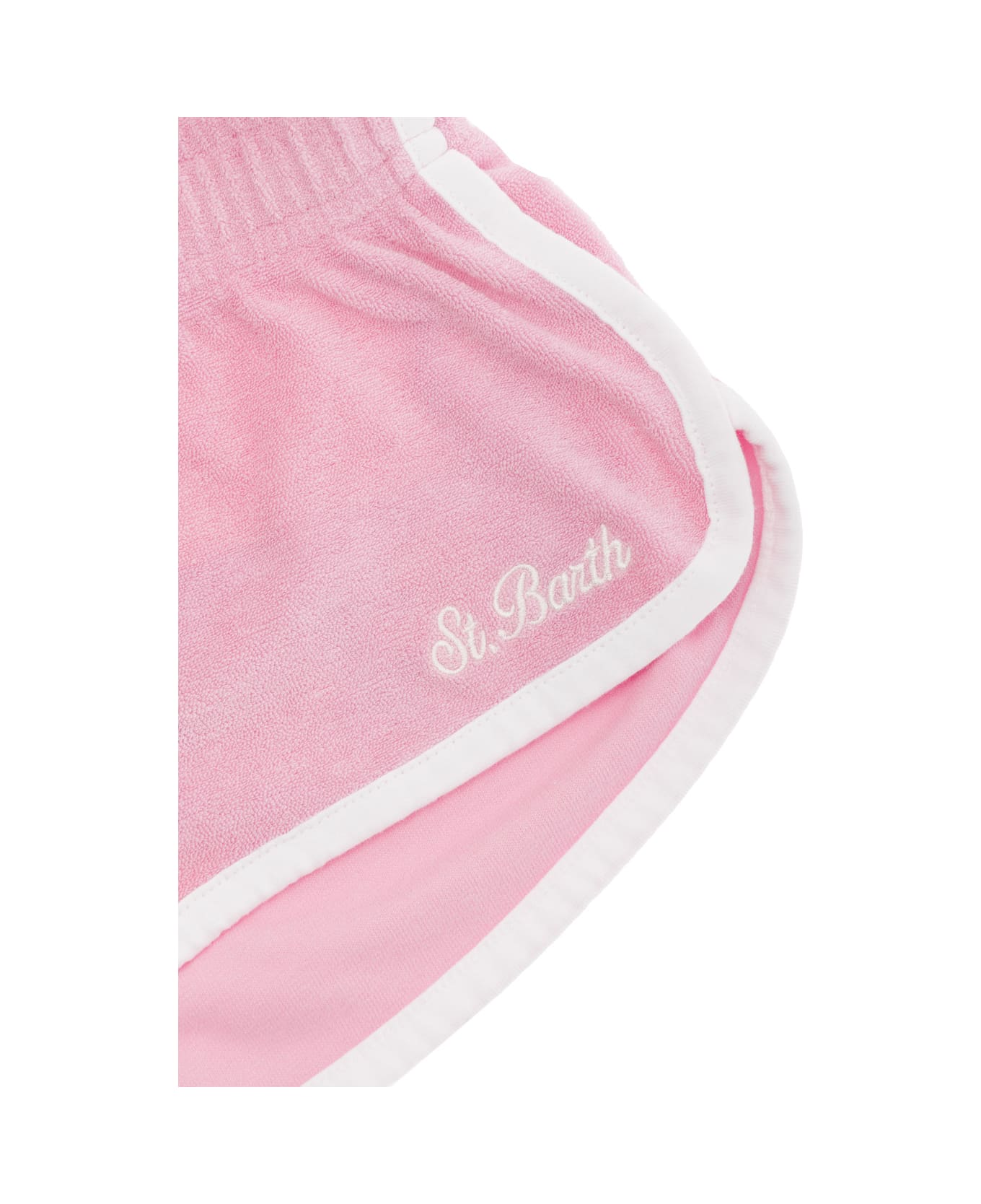 MC2 Saint Barth Pink Shorts With Logo Lettering Embroidery In Cotton Blend Girl - Pink