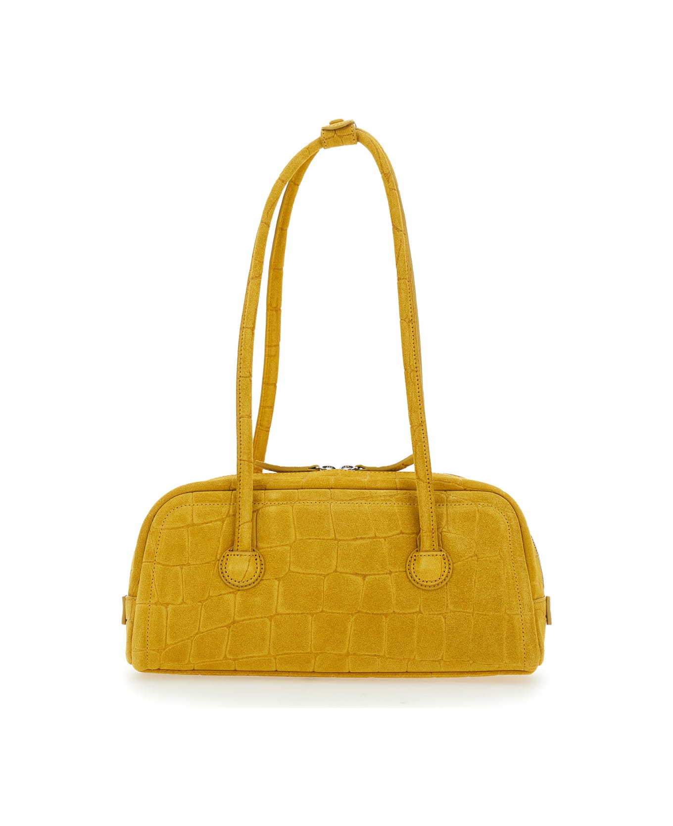 Marge Sherwood 
boston
 Yellow Shoulder Bag With Embossed Logo Lettering On The Front In Suede Woman - Yellow