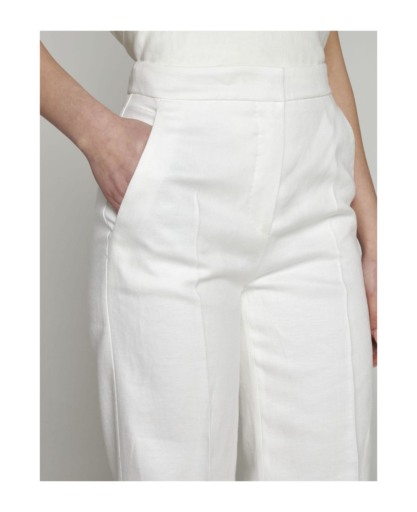 Max Mara Brusson Linen Trousers - Bianco