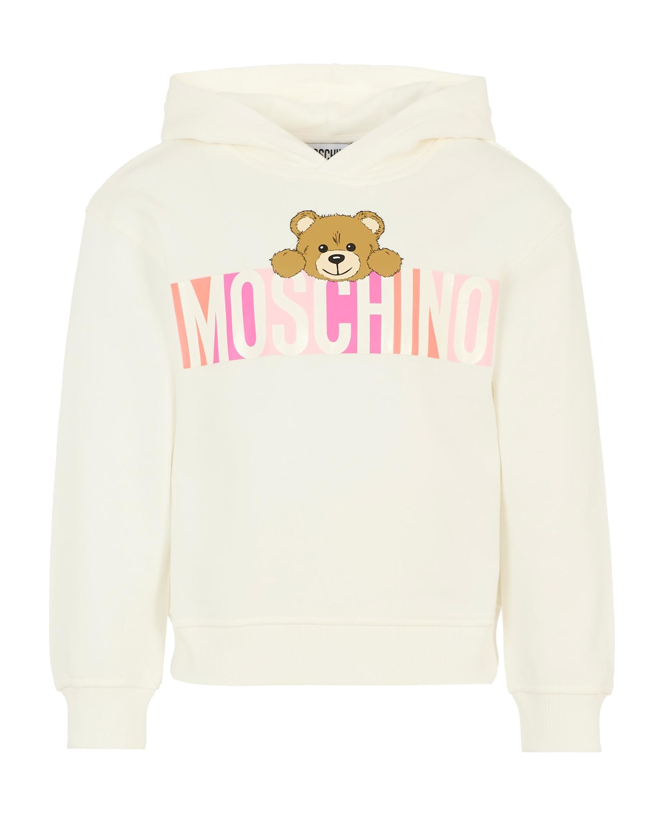 Moschino Ivory Sweatshirt For Girl With Teddy Bear - Ivory