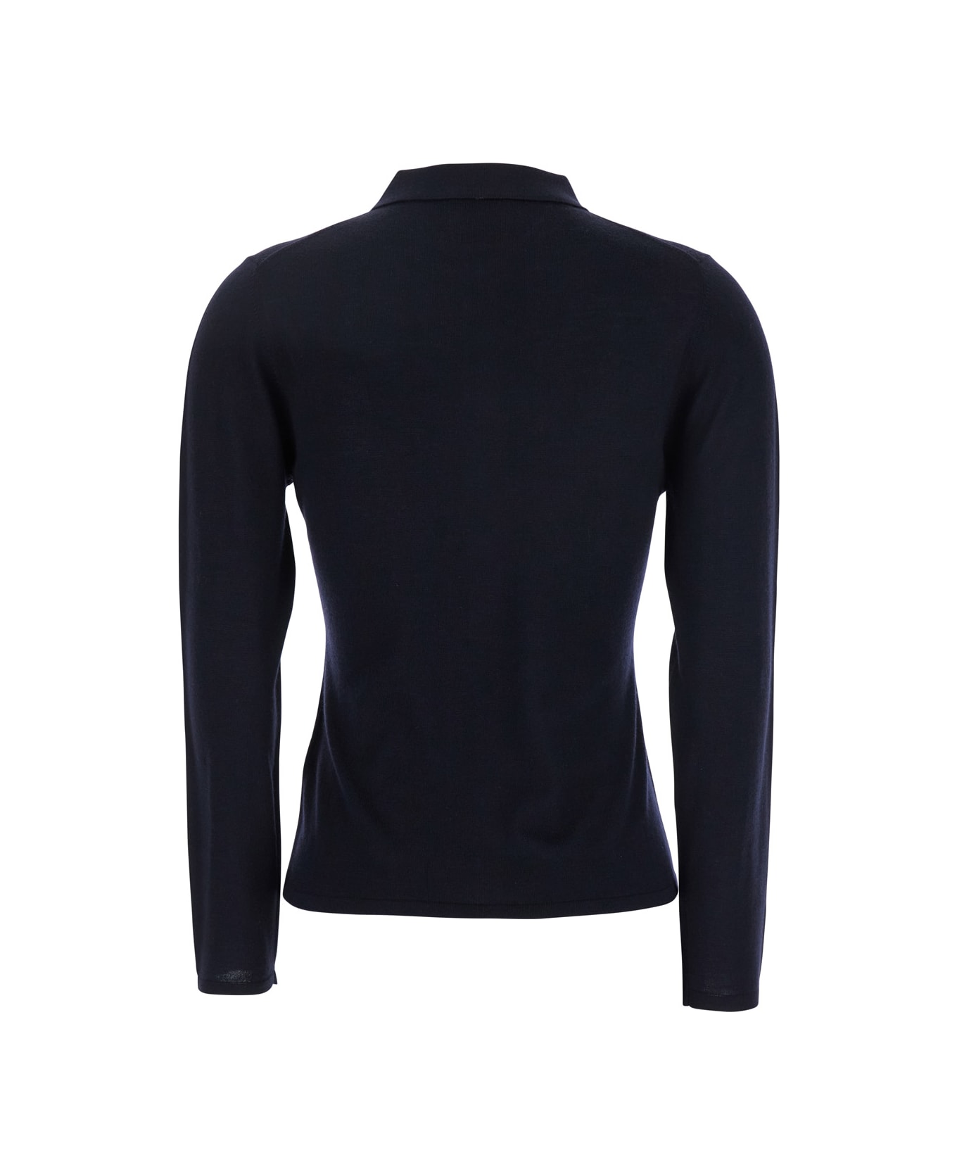 Allude Black Polo Style Sweater With Classic Collar In Wool Woman - Black