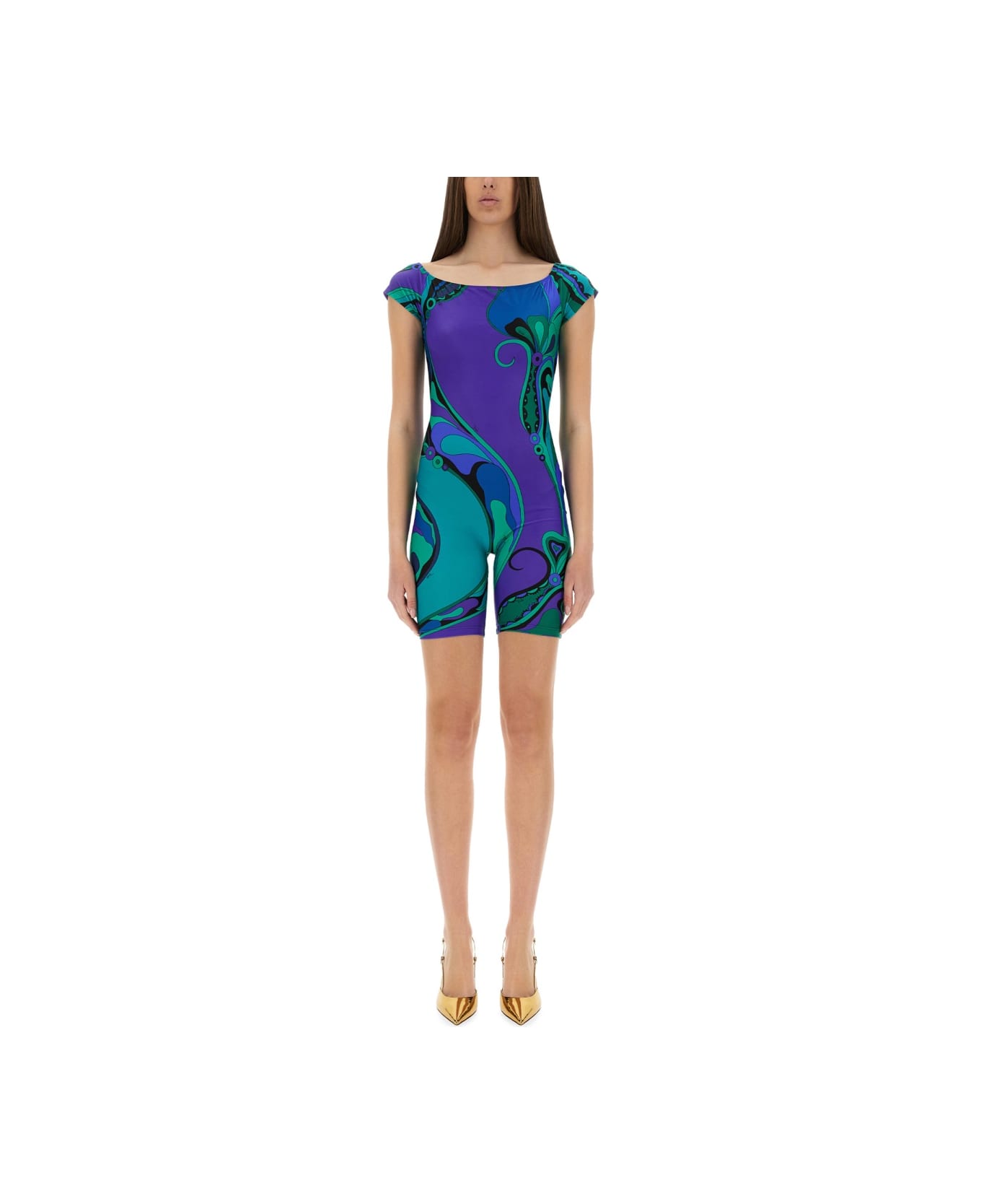 Pucci Fitted Jumpsuit With Print - Emerald