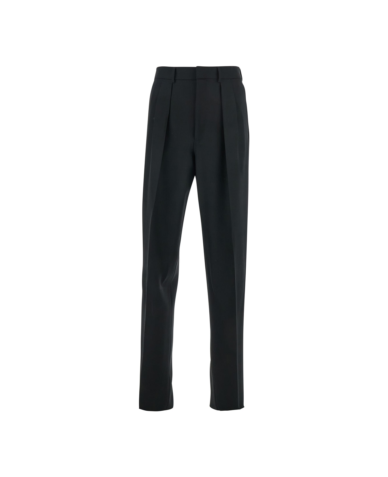 Tom Ford Black Pants With High Waist And Pences In Wool Man - Black