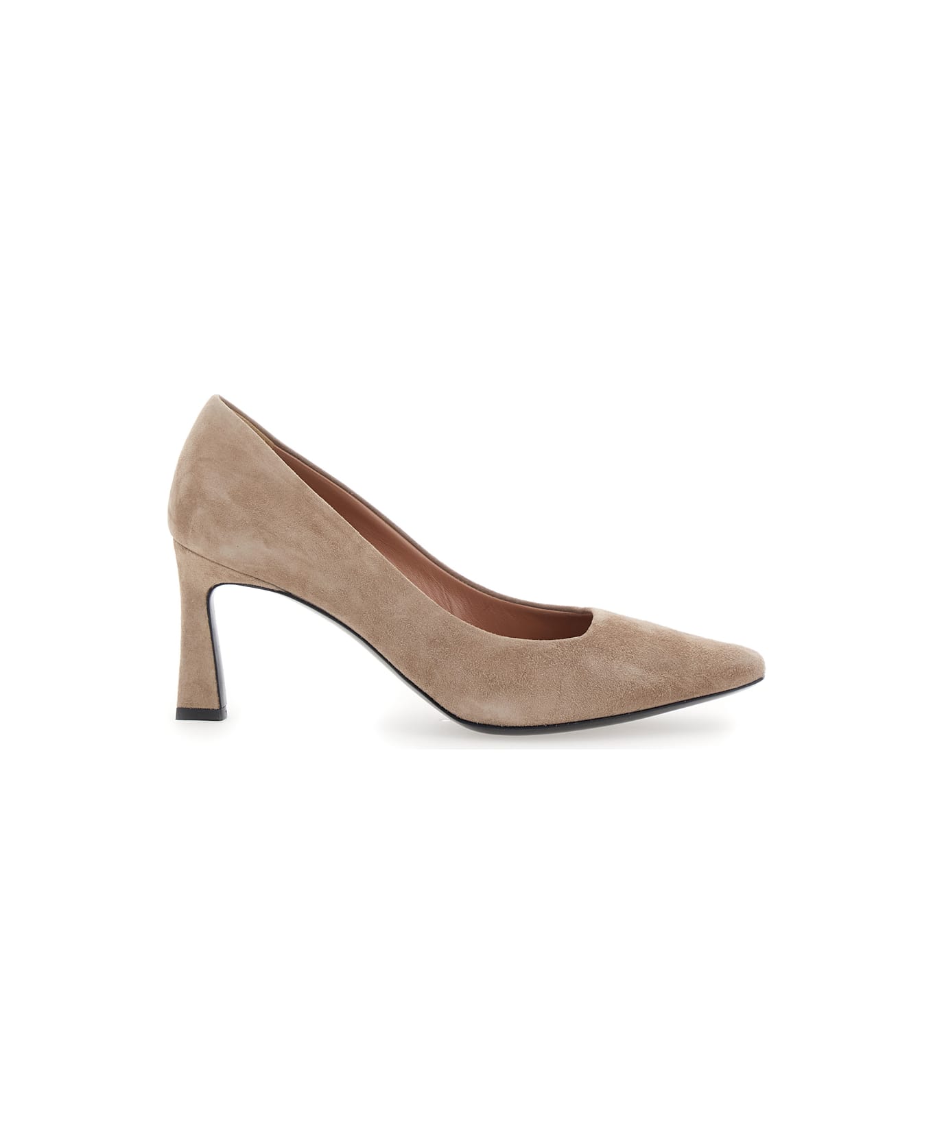 Pollini Beige Pumps With Geometric Heel In Suede Woman - Beige