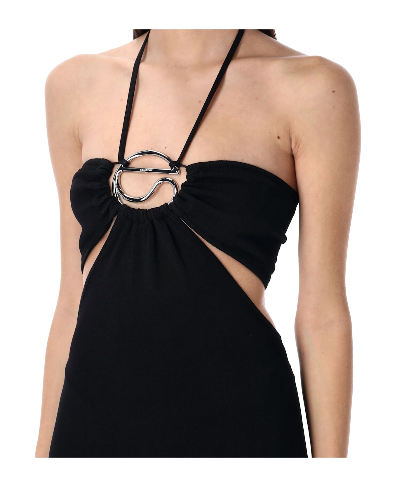 Coperni Knitted Halter Long Dress - BLACK