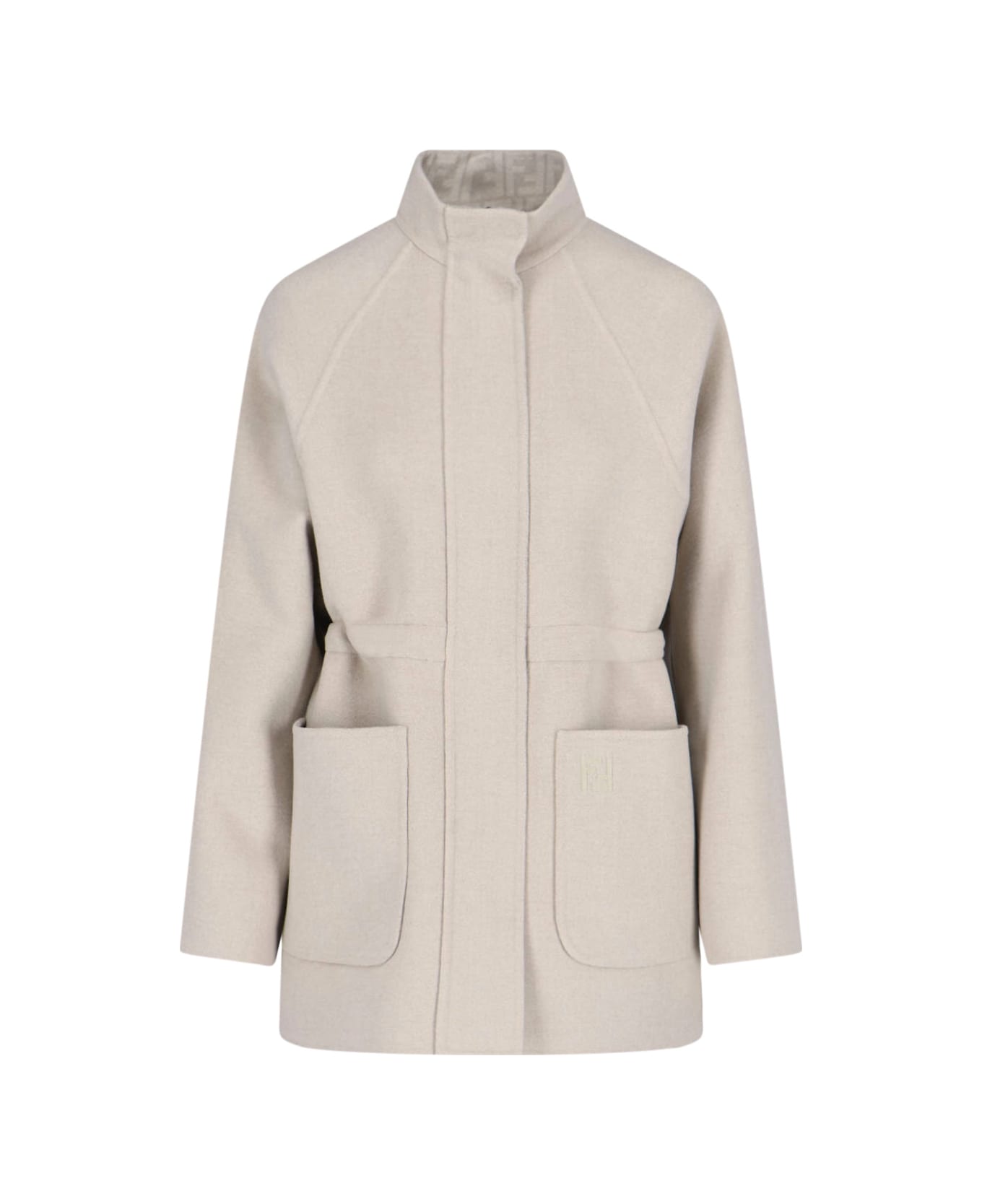 Fendi High Neck Blouson Jacket - Light Grey
