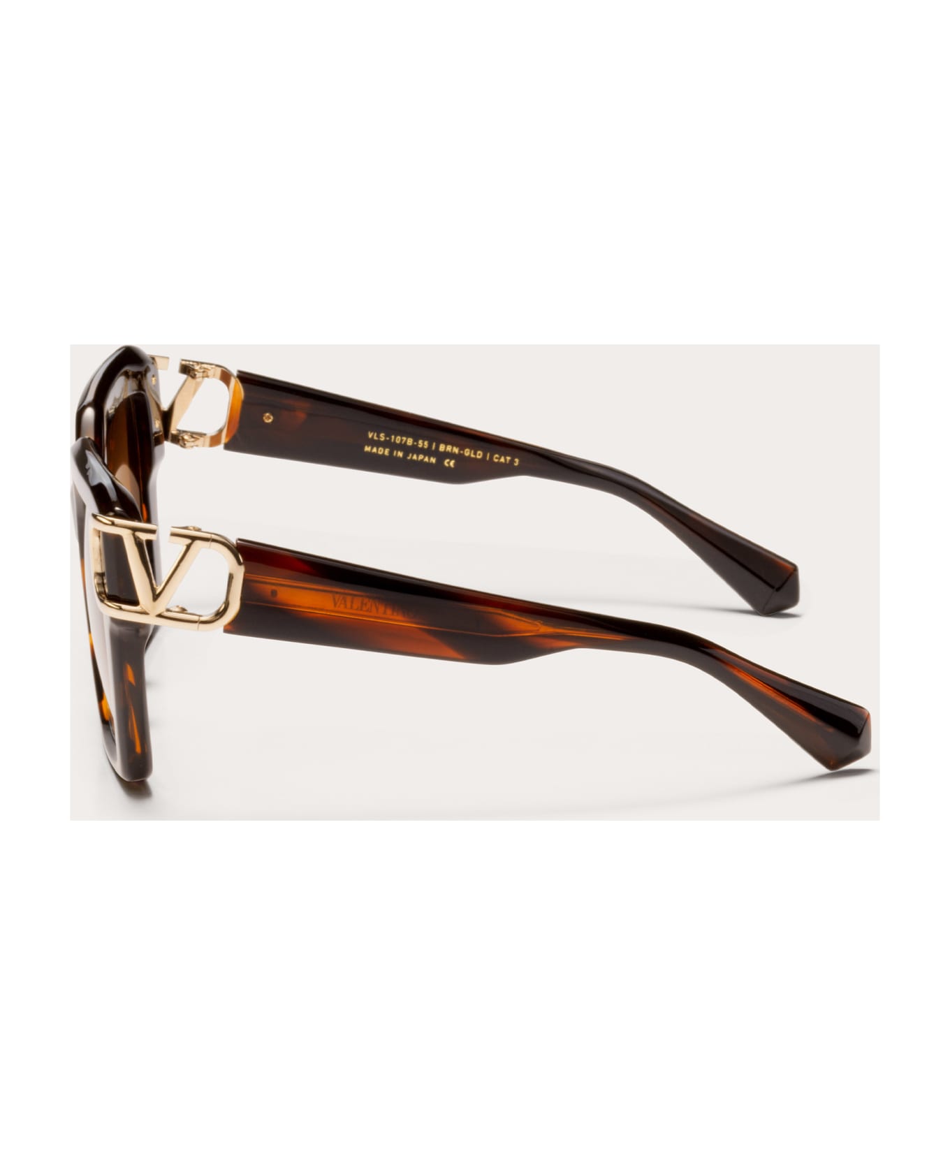 Valentino Eyewear Uno - Brown Swirl / White Gold Sunglasses - brown/gold