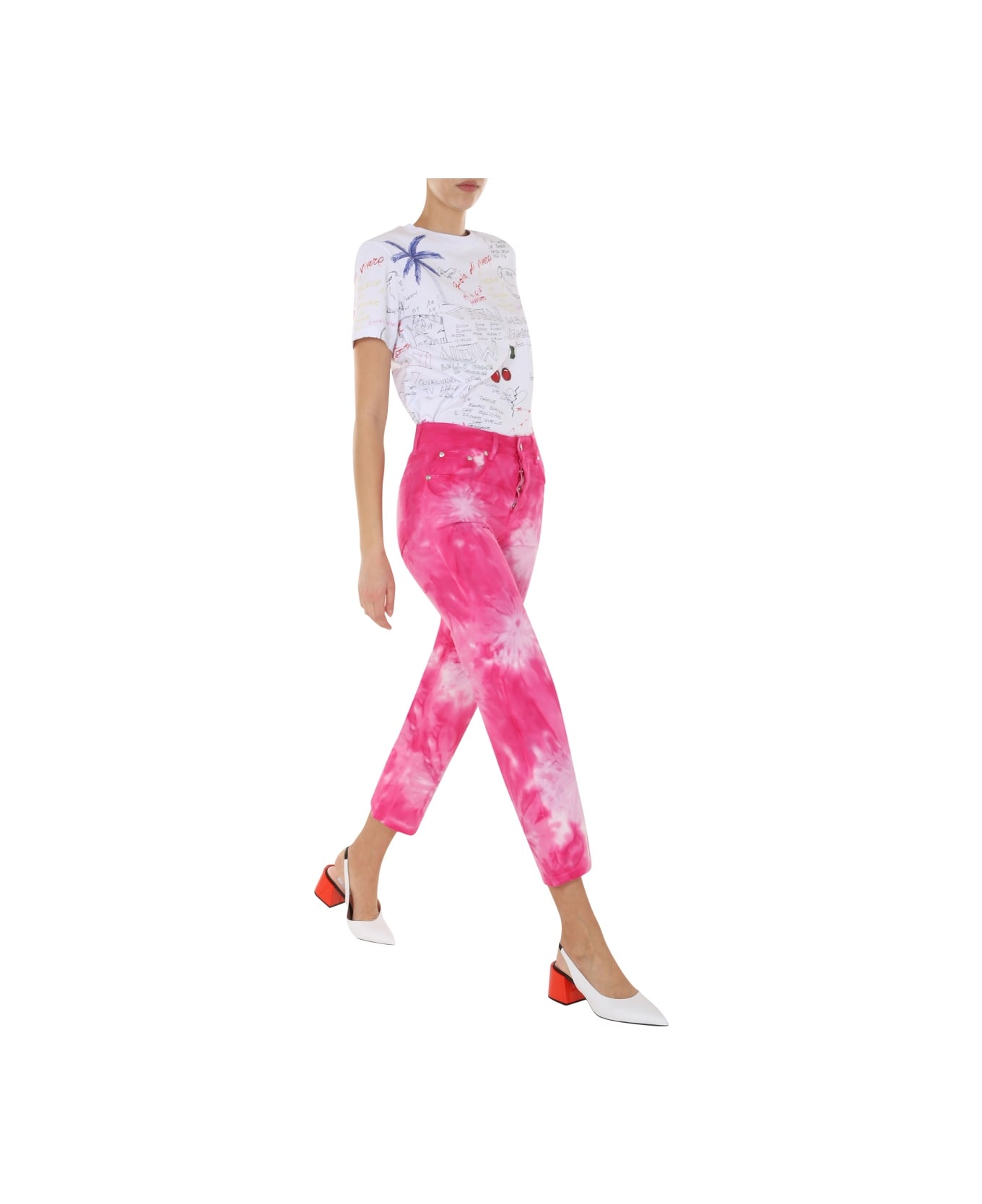 MSGM Cropped Jeans - FUCHSIA