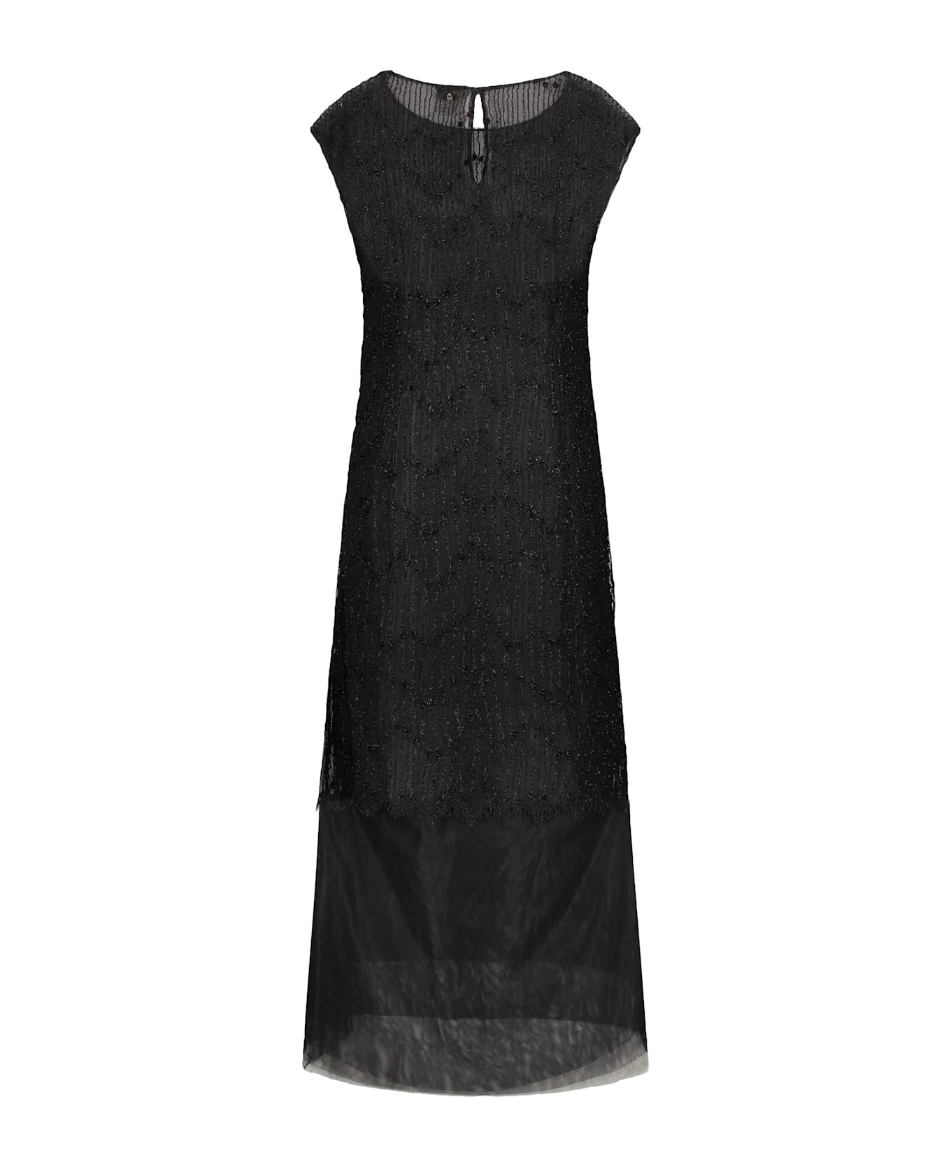 Lorena Antoniazzi Long Dress With Transparency And Lace - black