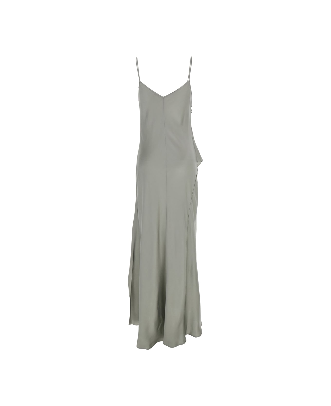 Antonelli 
luisiana
 Gray Dress With Spaghetti Straps And Front Ruffle In Satin Woman - Grey