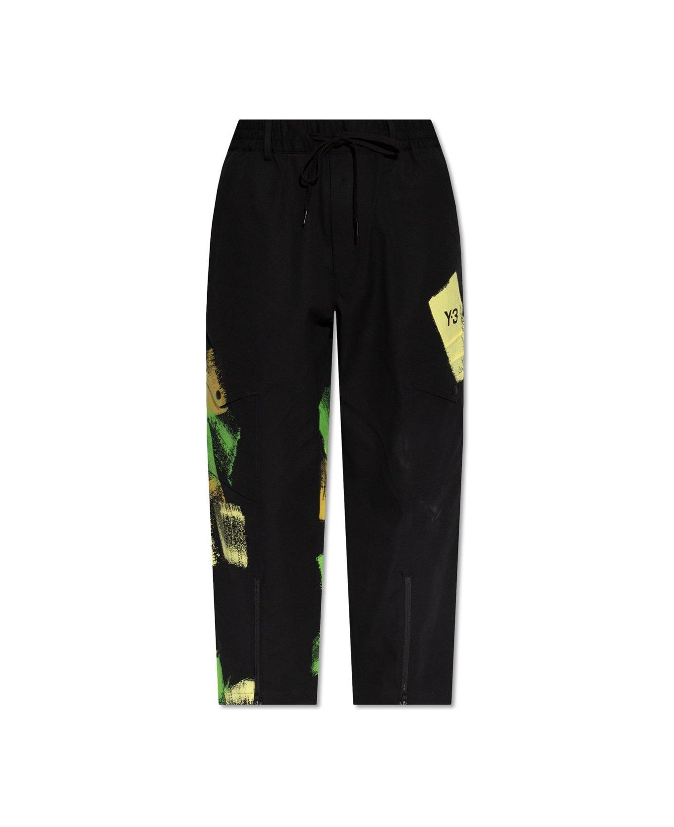Y-3 Graphic Printed Cargo Trousers Pants - BLACK