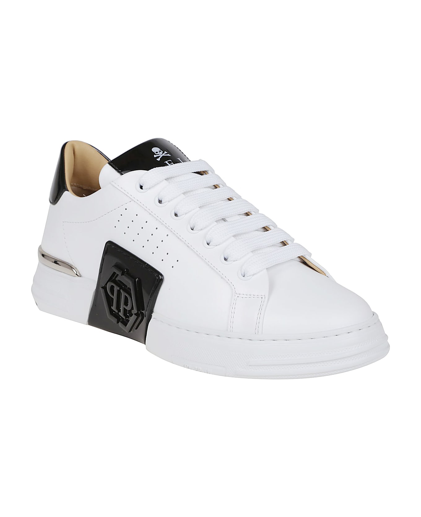 Philipp Plein Lo-top Leather Sneakers Phantom Kick$ - White