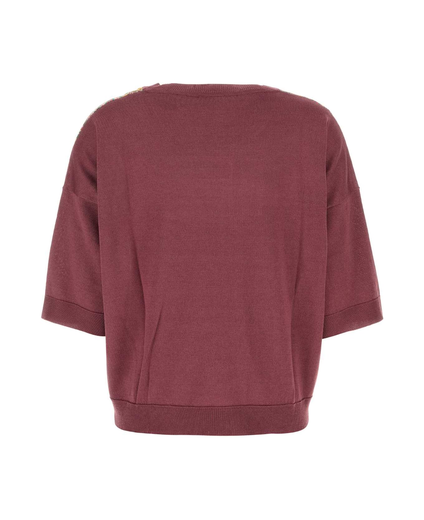 Etro Plum Cotton Blend Sweater - BORDEAUX
