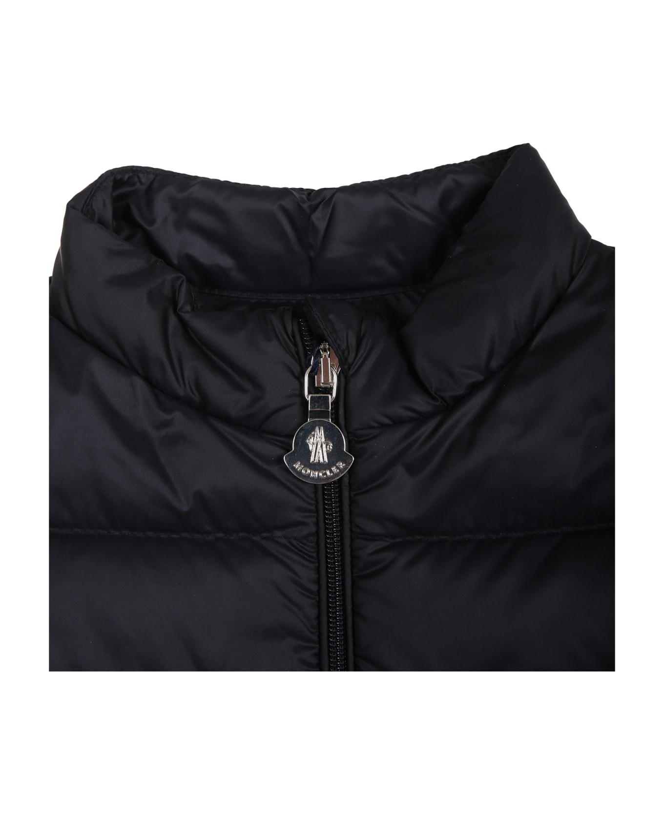 Moncler Down Jacket For Baby Girl With Logo - Blue