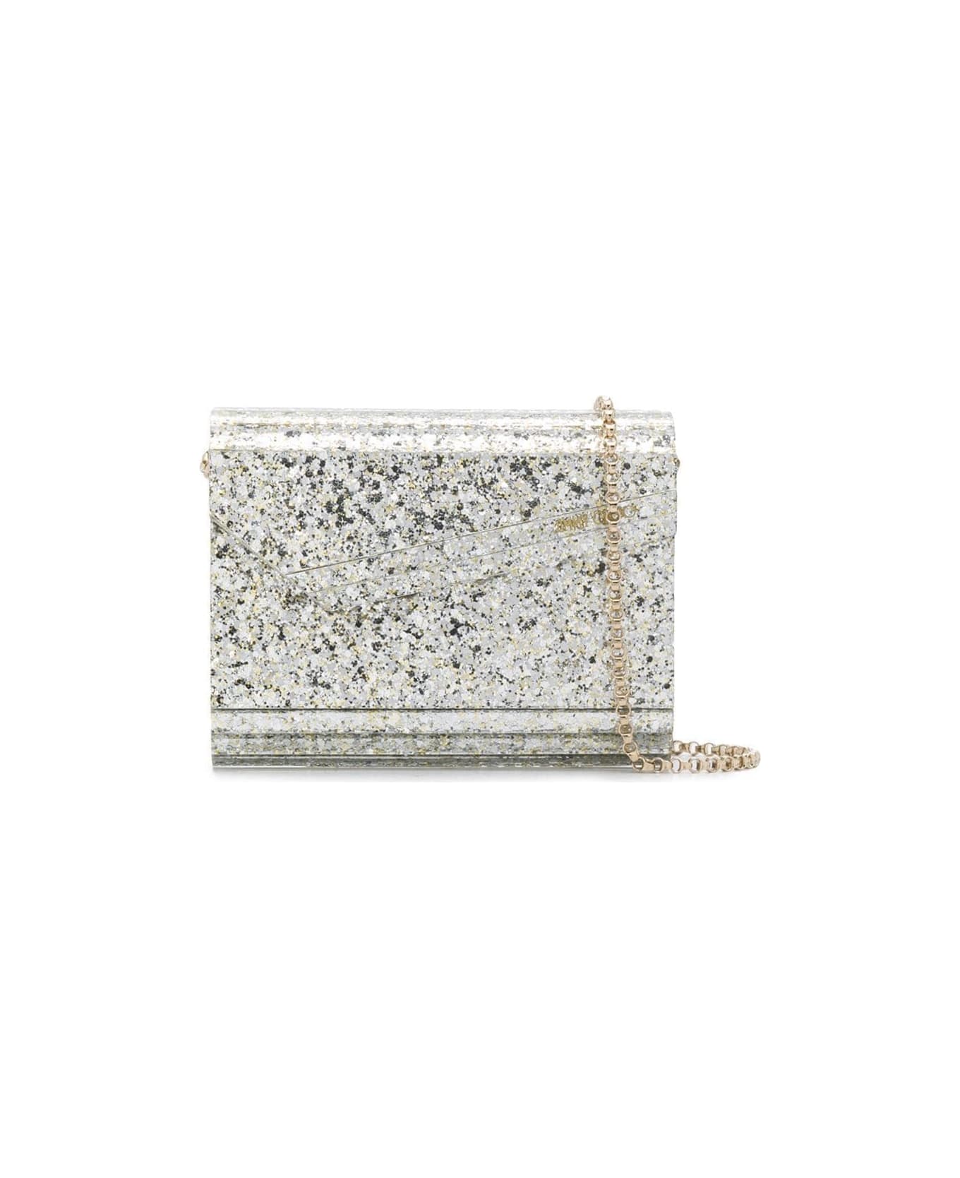 Jimmy Choo 
candy
 Champagne Clutch Bag With All-over Coarse Glitter In Acrylic Woman Jimmy Choo - Metallic