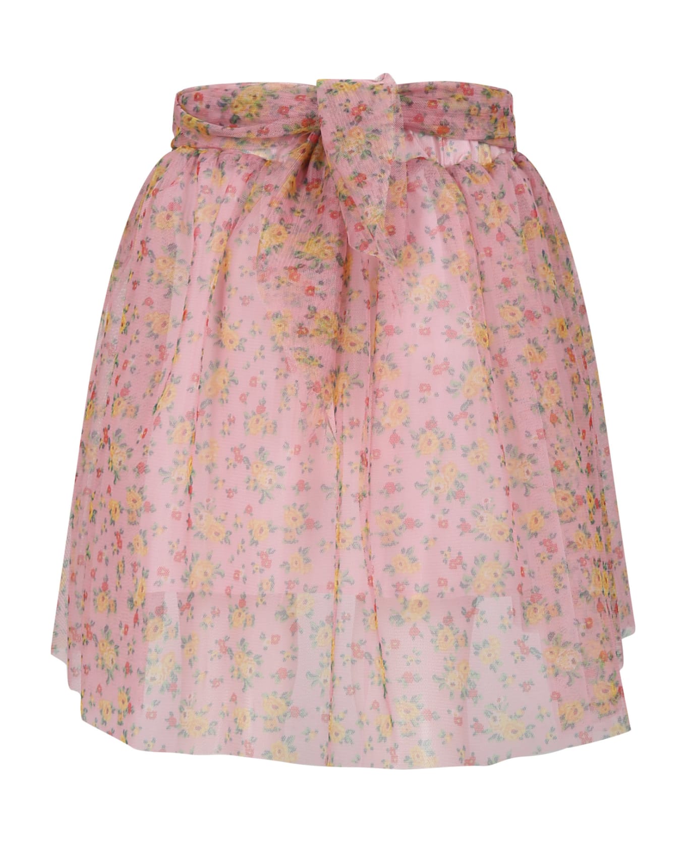 Philosophy di Lorenzo Serafini Kids Pink Skirt For Girl With Floral Print - Multicolor ボトムス