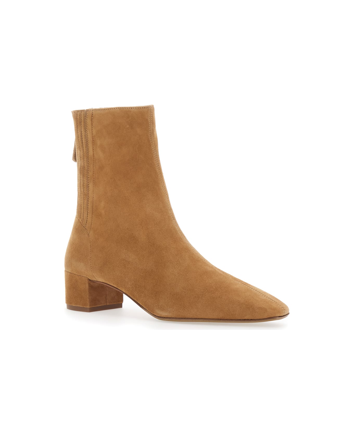 Aquazzura 'saint Honore' Beige Ankle Boots With Low Block Heel And Pointed Toe In Suede Woman - Beige