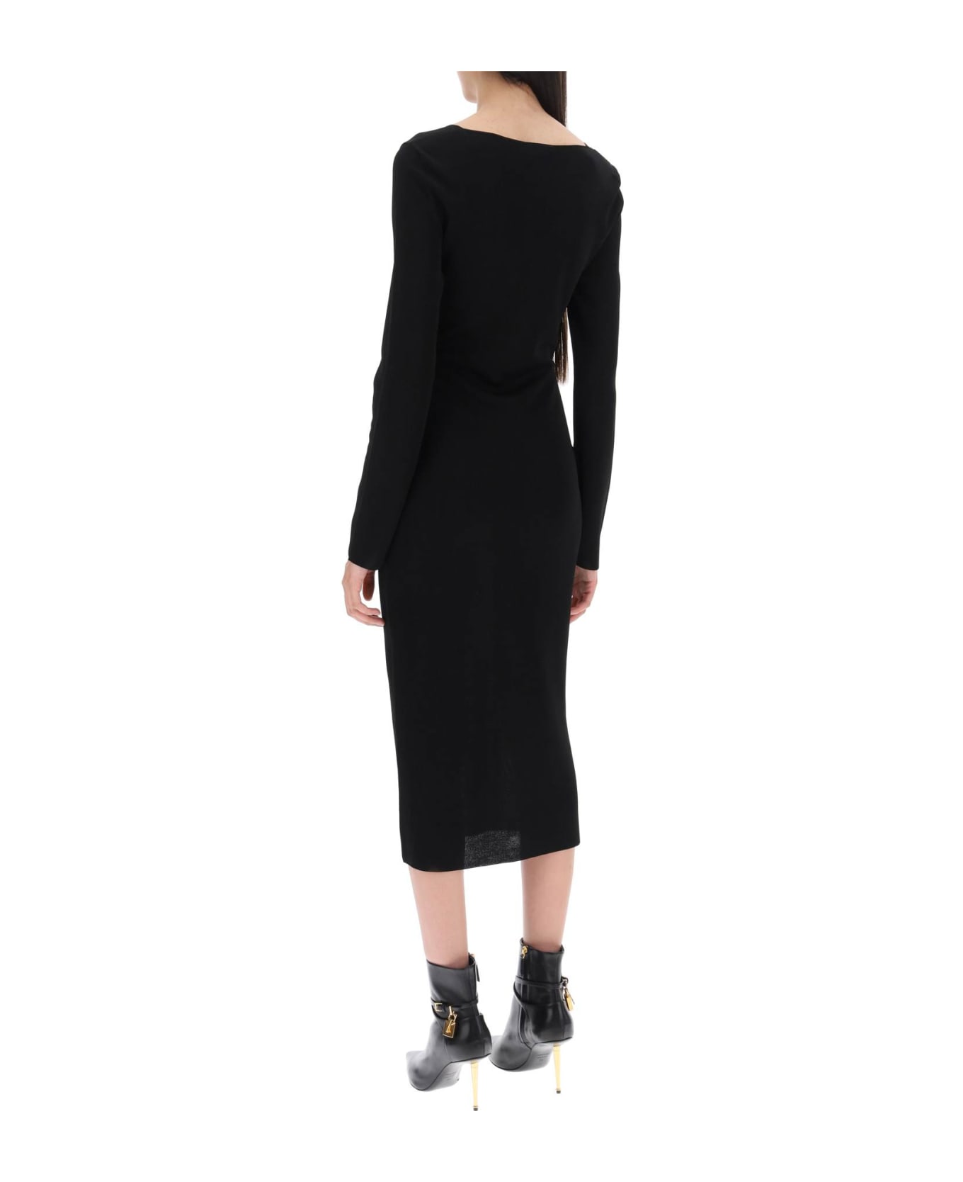 Tom Ford Knitted Midi Dress With Cut-outs - BLACK (Black)