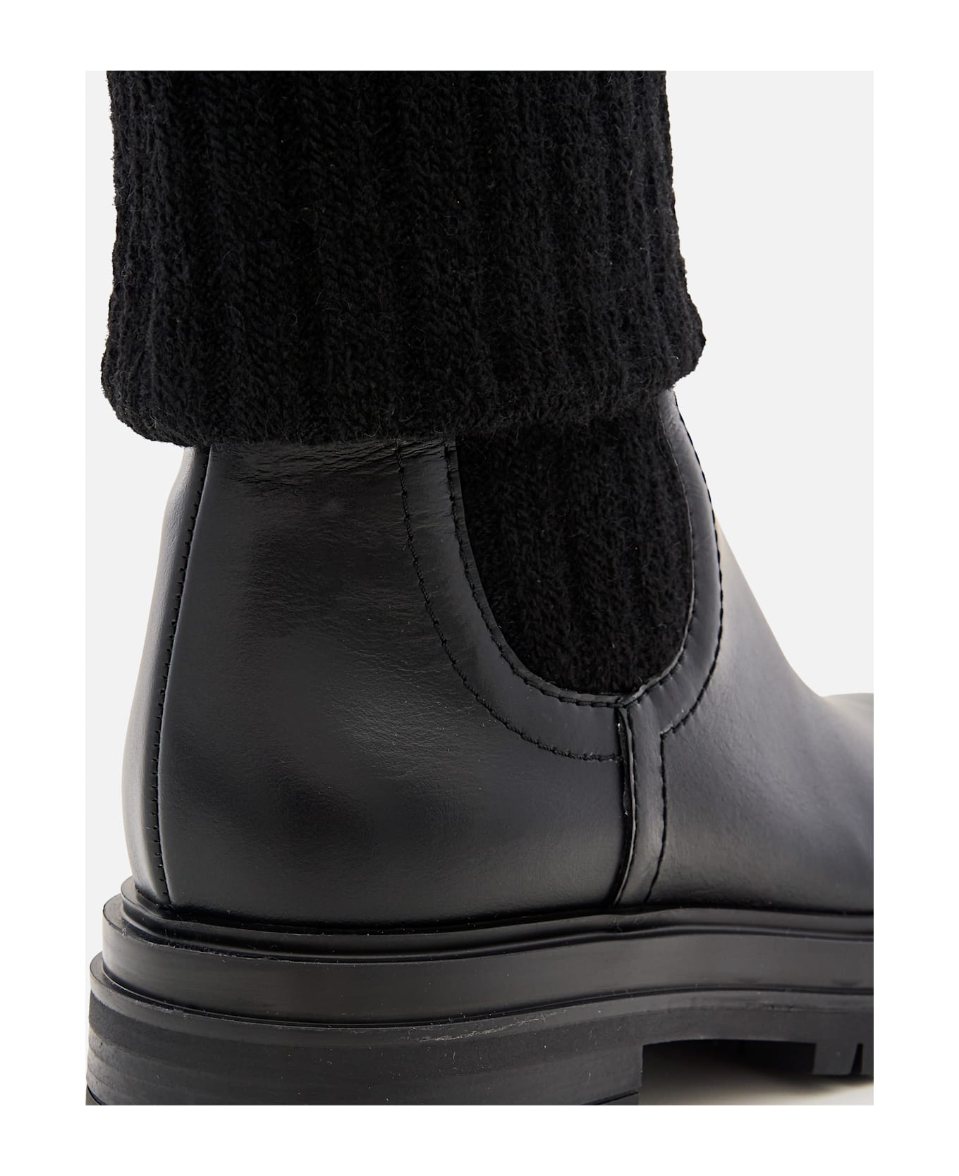 Gianvito Rossi Calf And Knit Ankle Boots - Black ブーツ