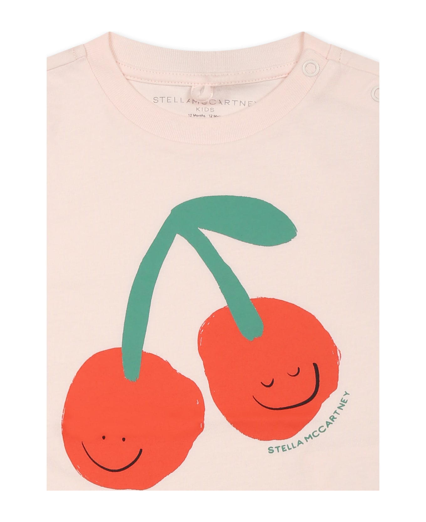 Stella McCartney Kids Pink T-shirt For Baby Girl With Cherry - Pink