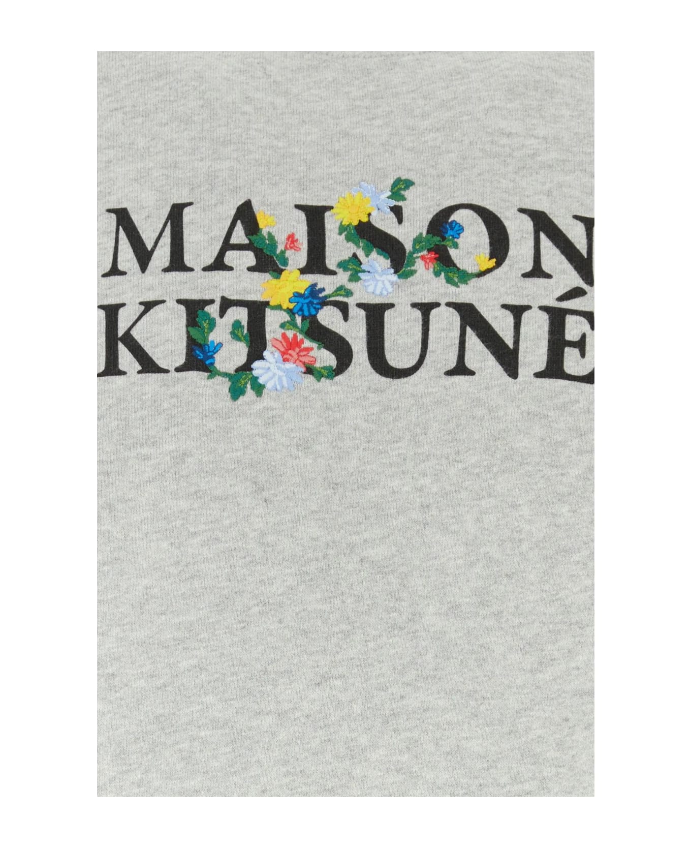 Maison Kitsuné Melange Grey Cotton Sweatshirt - Gray