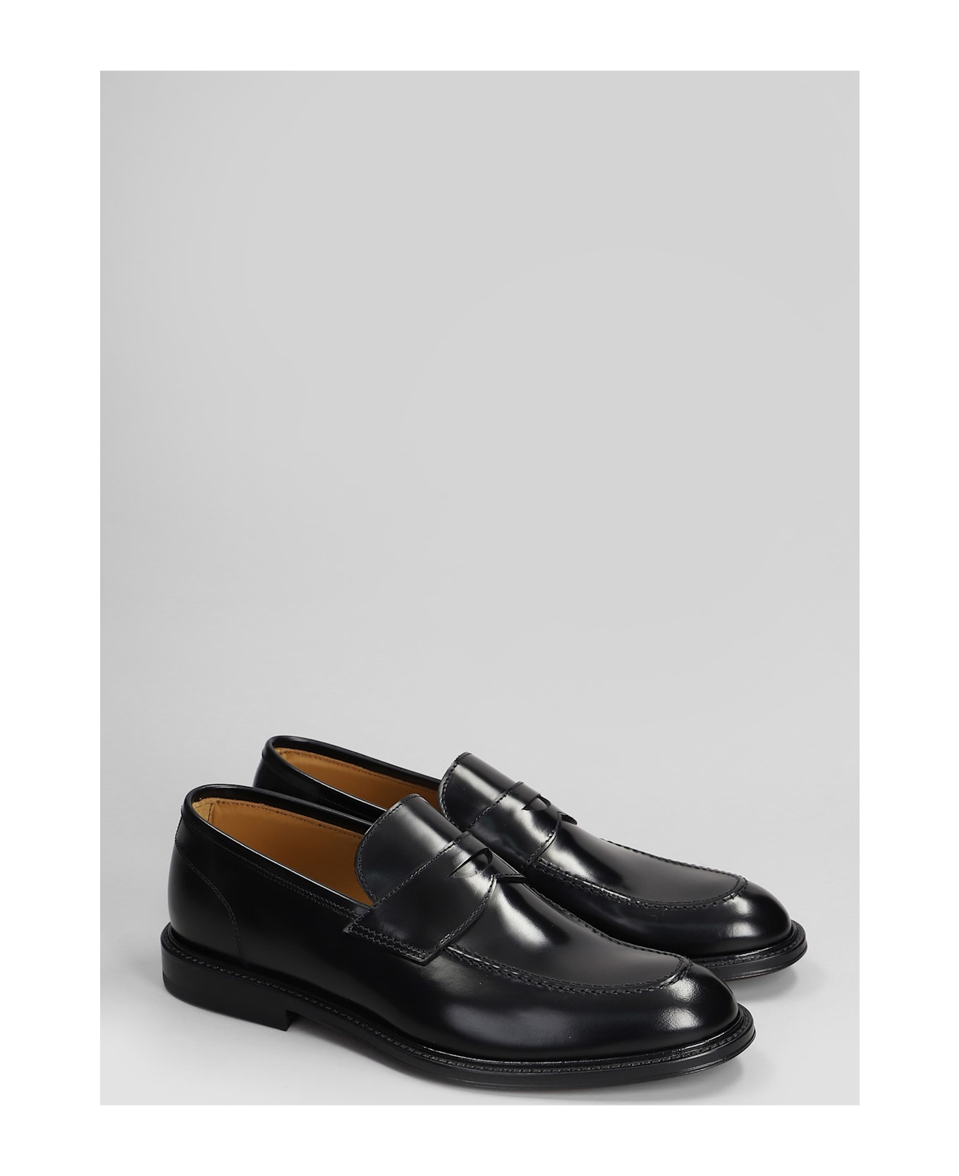 Green George Loafers In Black Leather - black