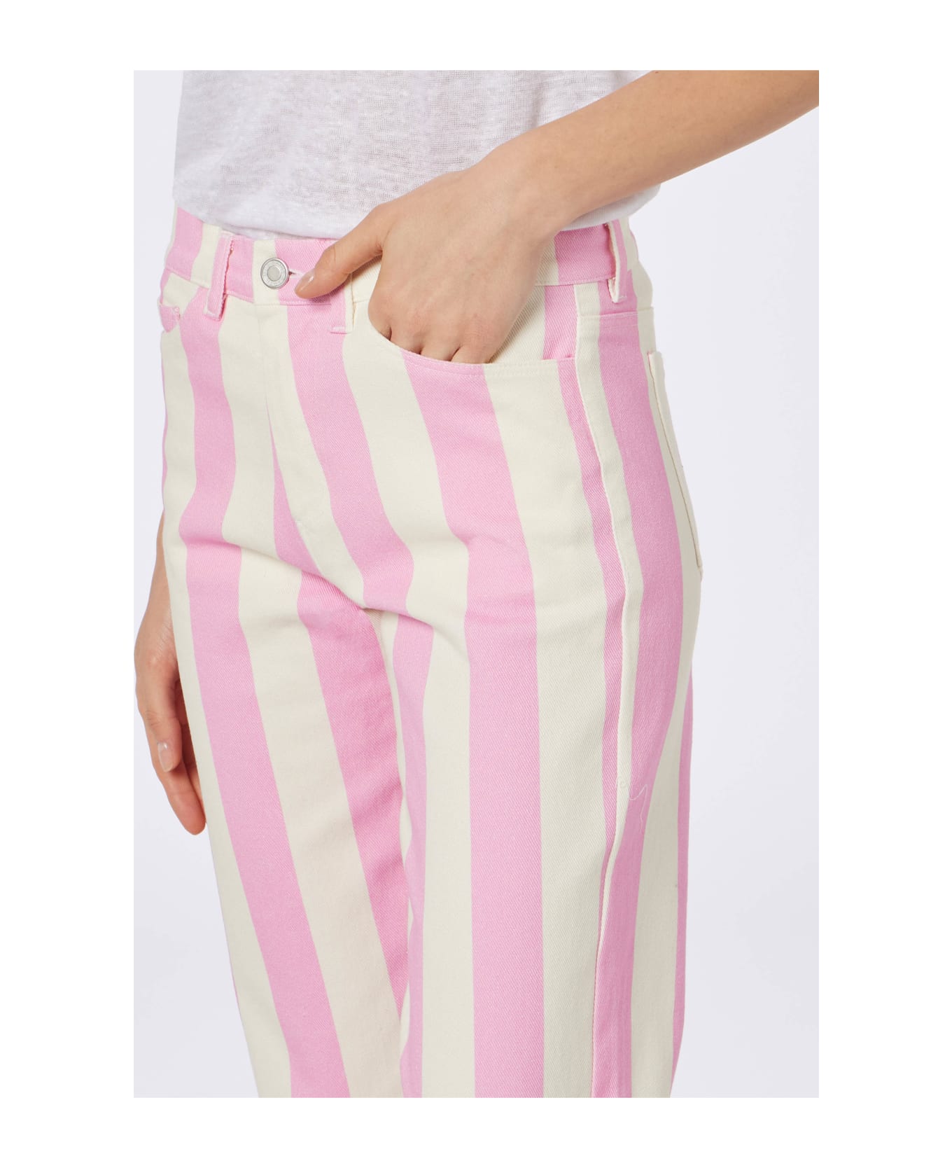 MC2 Saint Barth Woman Pink Striped Print Denim Belleville - PINK