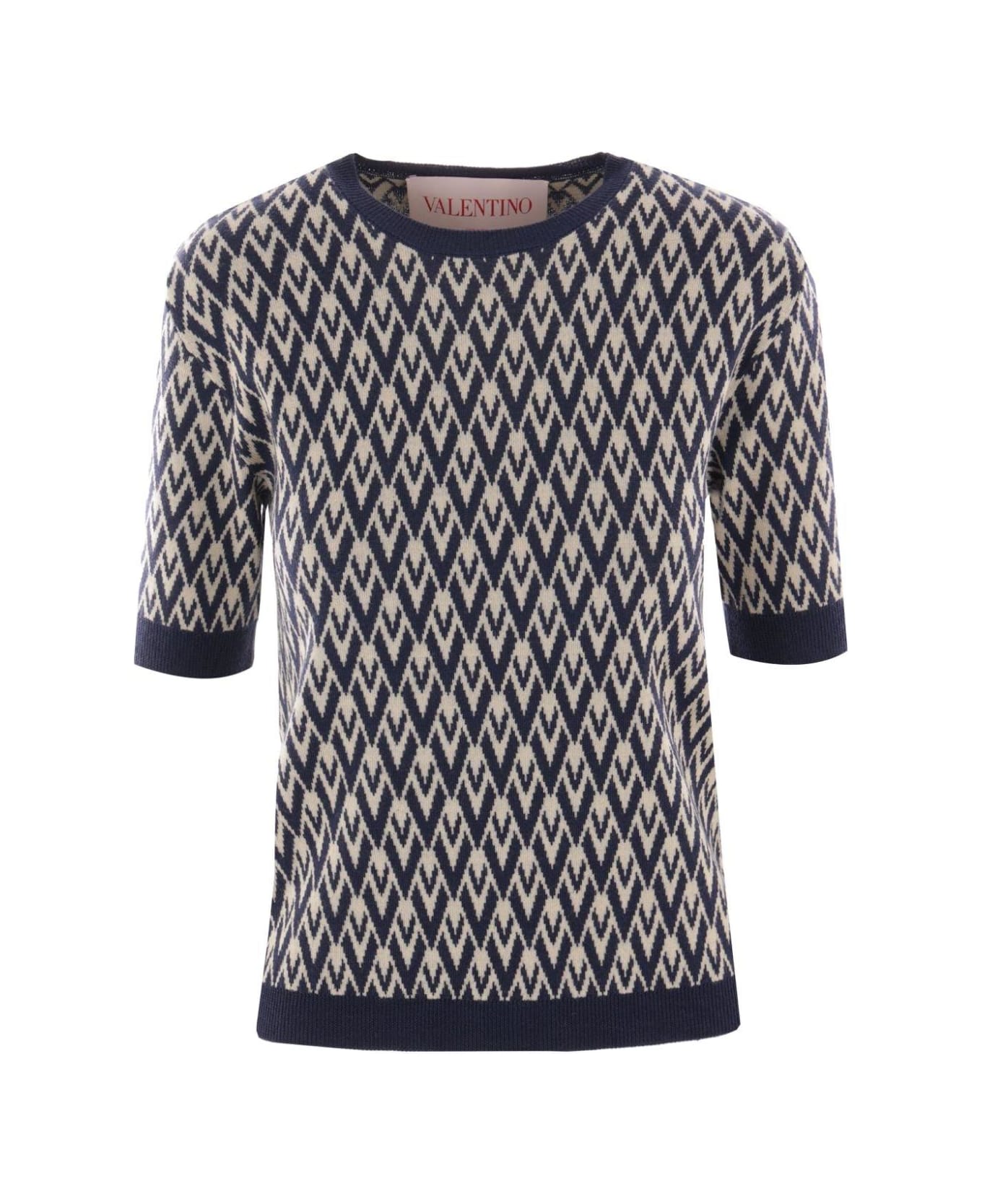 Valentino Garavani Toute La V Jacquard Crewneck Jumper - Blu
