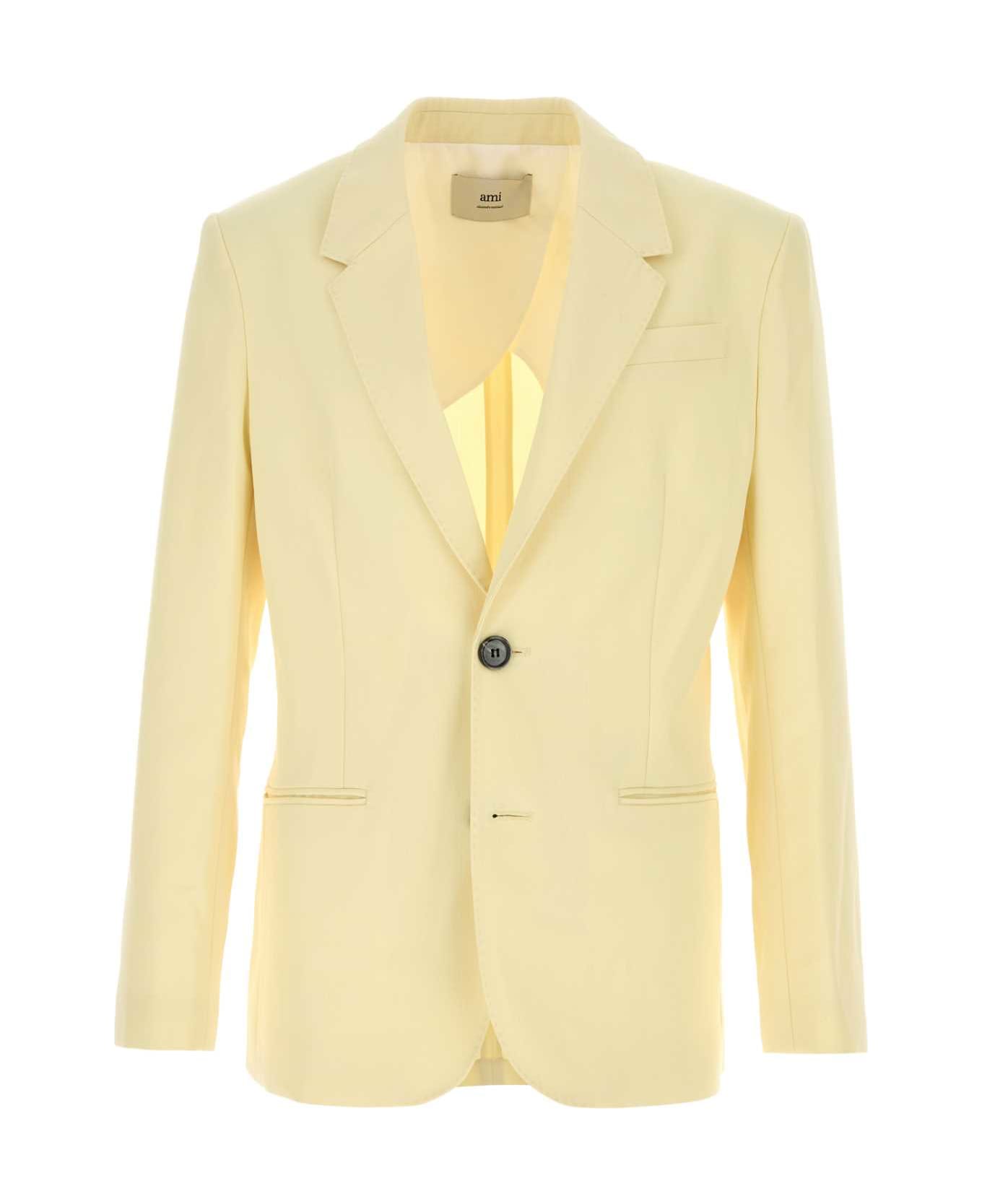 Ami Alexandre Mattiussi Pastel Yellow Wool Blazer - BEURRE
