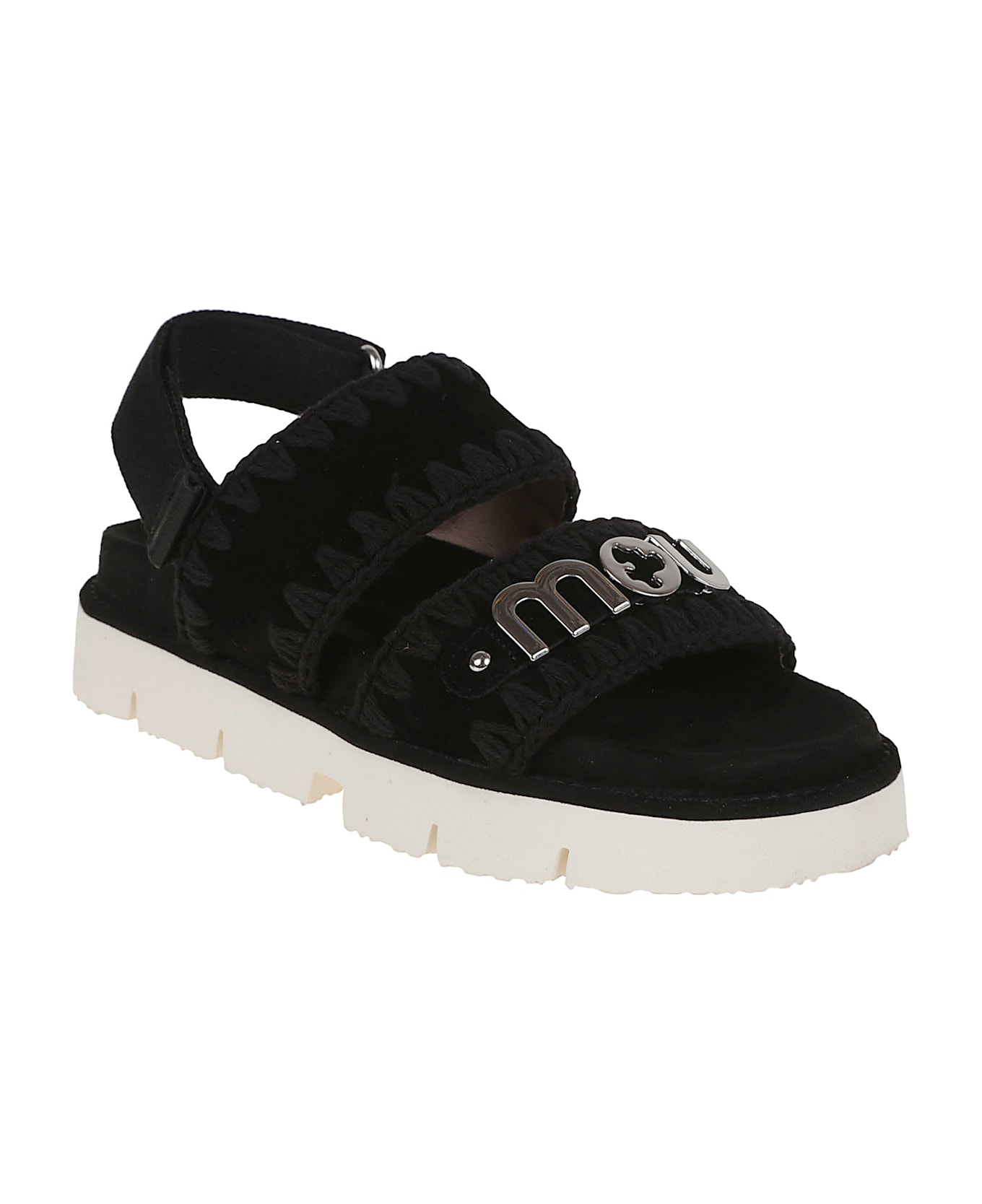 Mou Bio Sandal Suede Met Logo - Bkbk Black Black